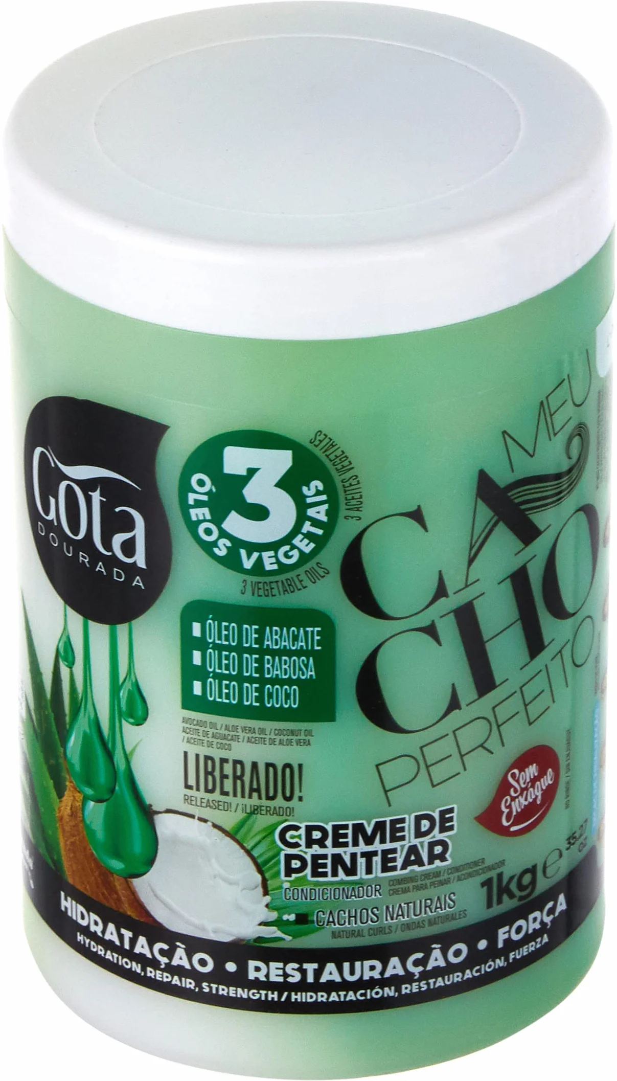 GOTA DOURADA CR.Pent. MEU CACHO PERFEITO 3 ÓLEOS VEGETAIS 1KG, Único, Estándar