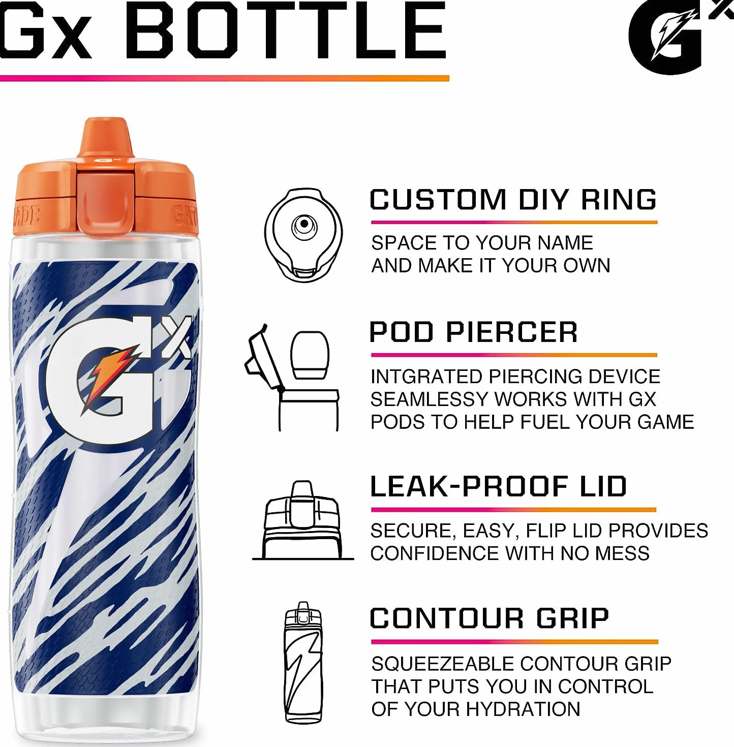 Gatorade NFL Las Vegas Raiders Gx Butelka Sportowa z Systemem Hydratacji Gx