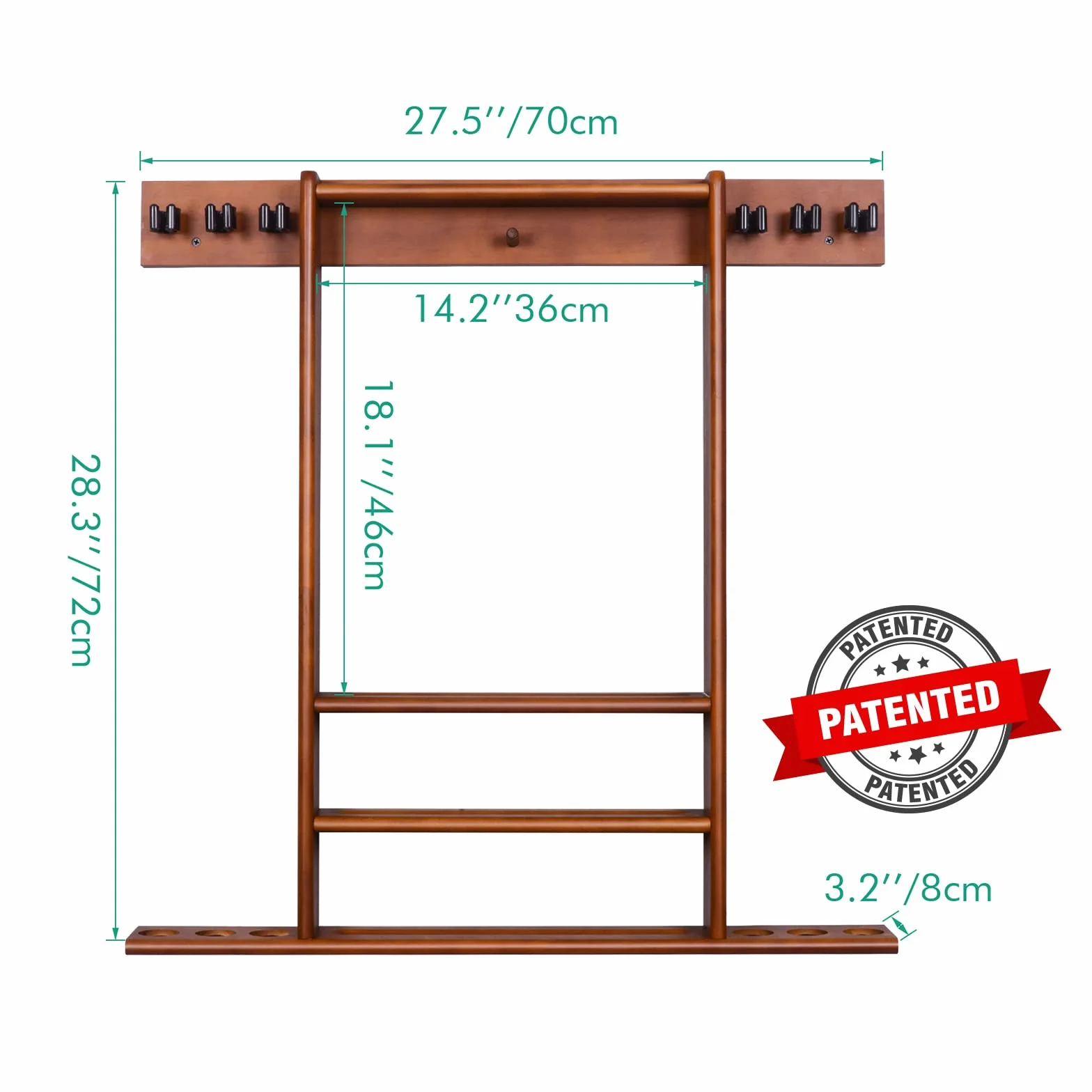 XCSOURCE Soporte para taco de billar montado en la pared, estante para 6 tacos