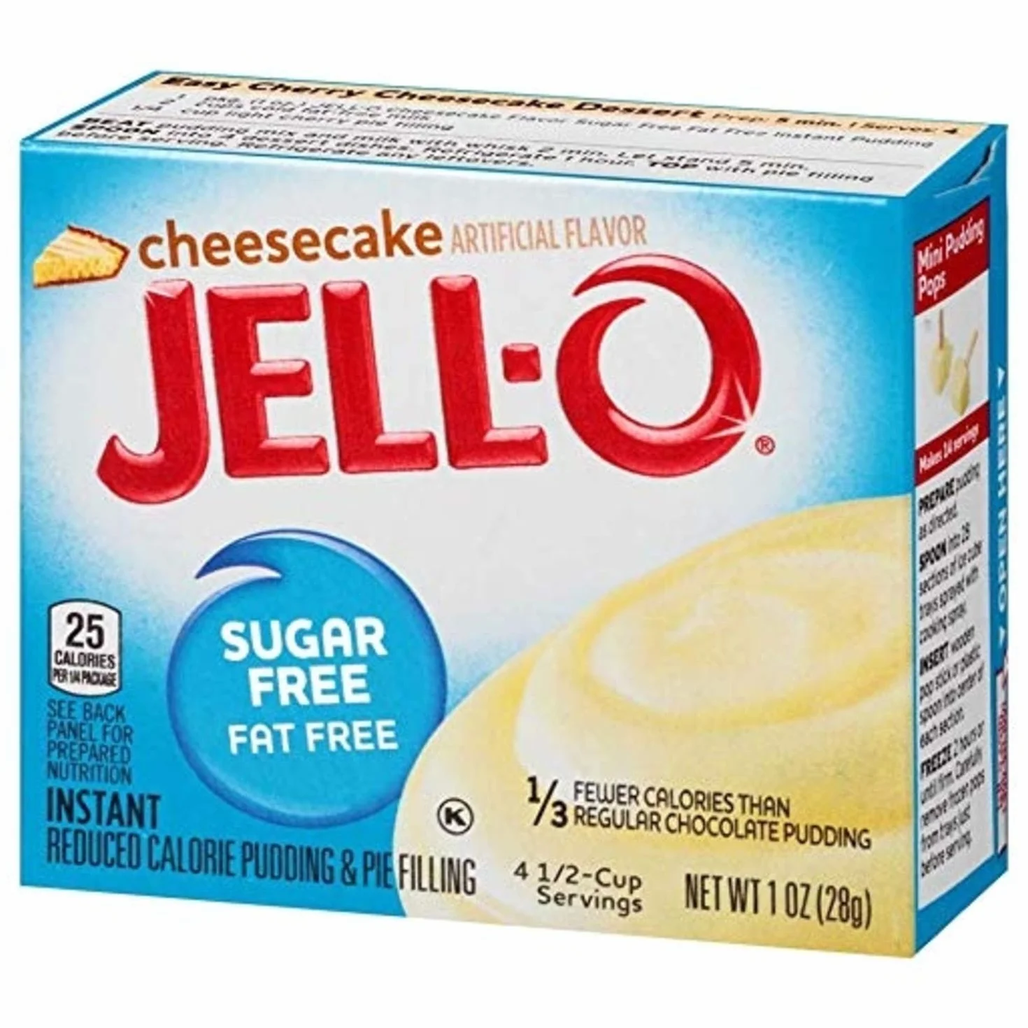 Jell-O Sugar-Free Instant Pudding and Pie Filling, Cheesecake, 1-Ounce Boxes (Pack of 6)