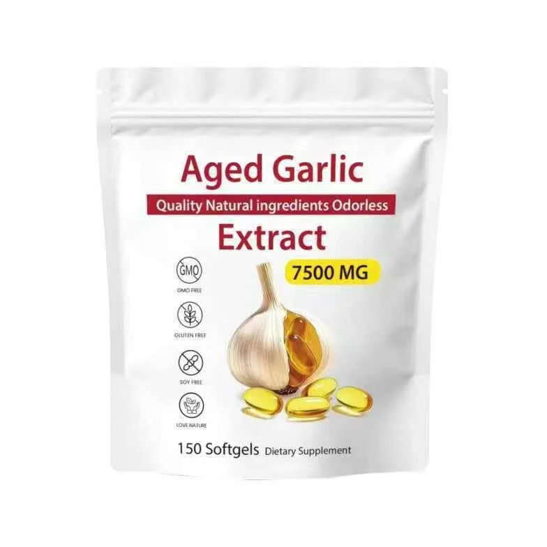 Extracto de ajo envejecido - 7500 mg Extracto de ajo orgánico, vegetariano, totalmente natural, sin OMG, 150/300 unidades. ,150pcs
