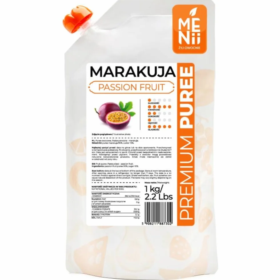 Puré de Maracuyá 1 kg – Fruta de la Pasión para Smoothies, Cócteles, Postres, Helados y Repostería – Sabor Tropical Intenso – Puré Premium