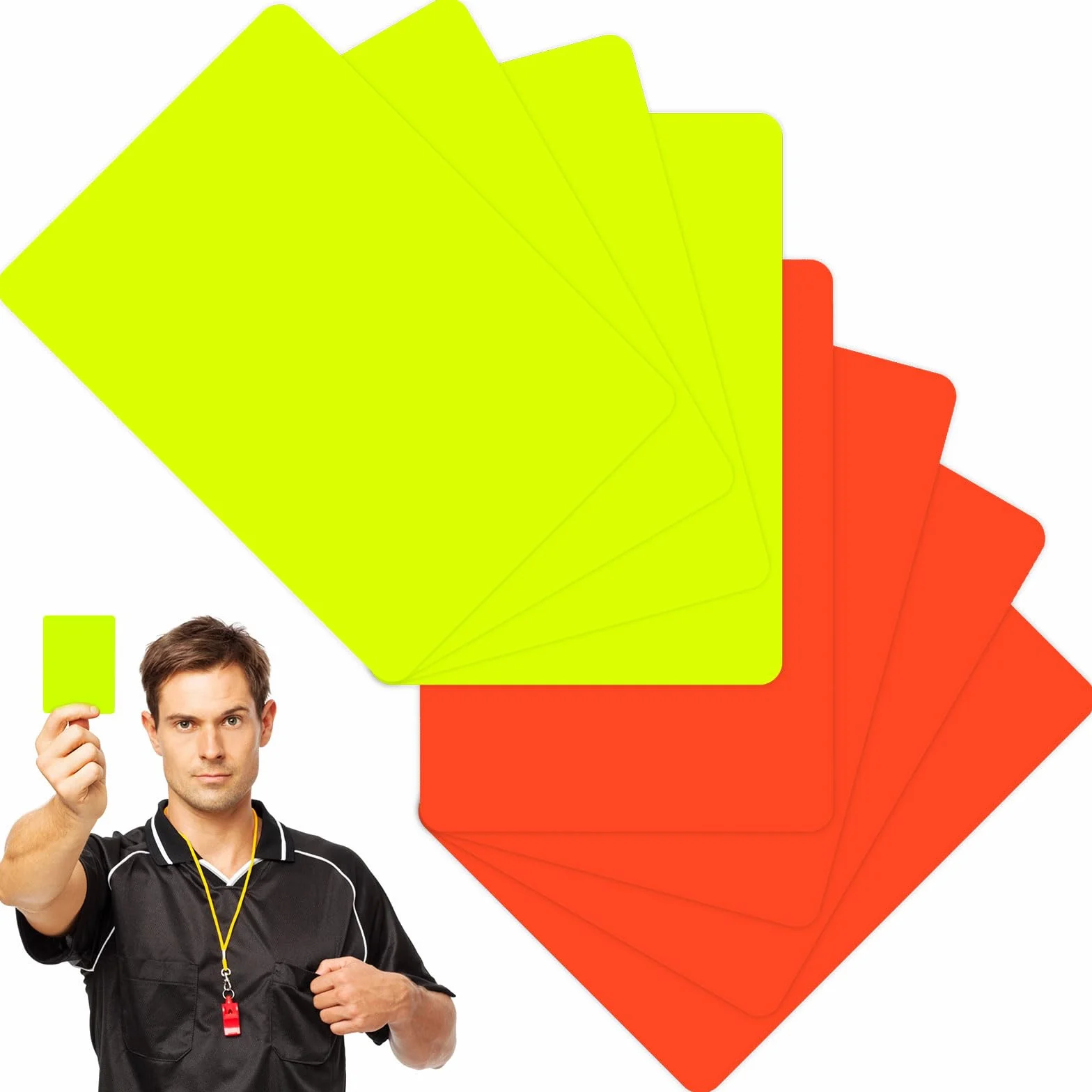 Juego de tarjetas de árbitro de fútbol, tarjeta amarilla y roja, herramienta para partidos
