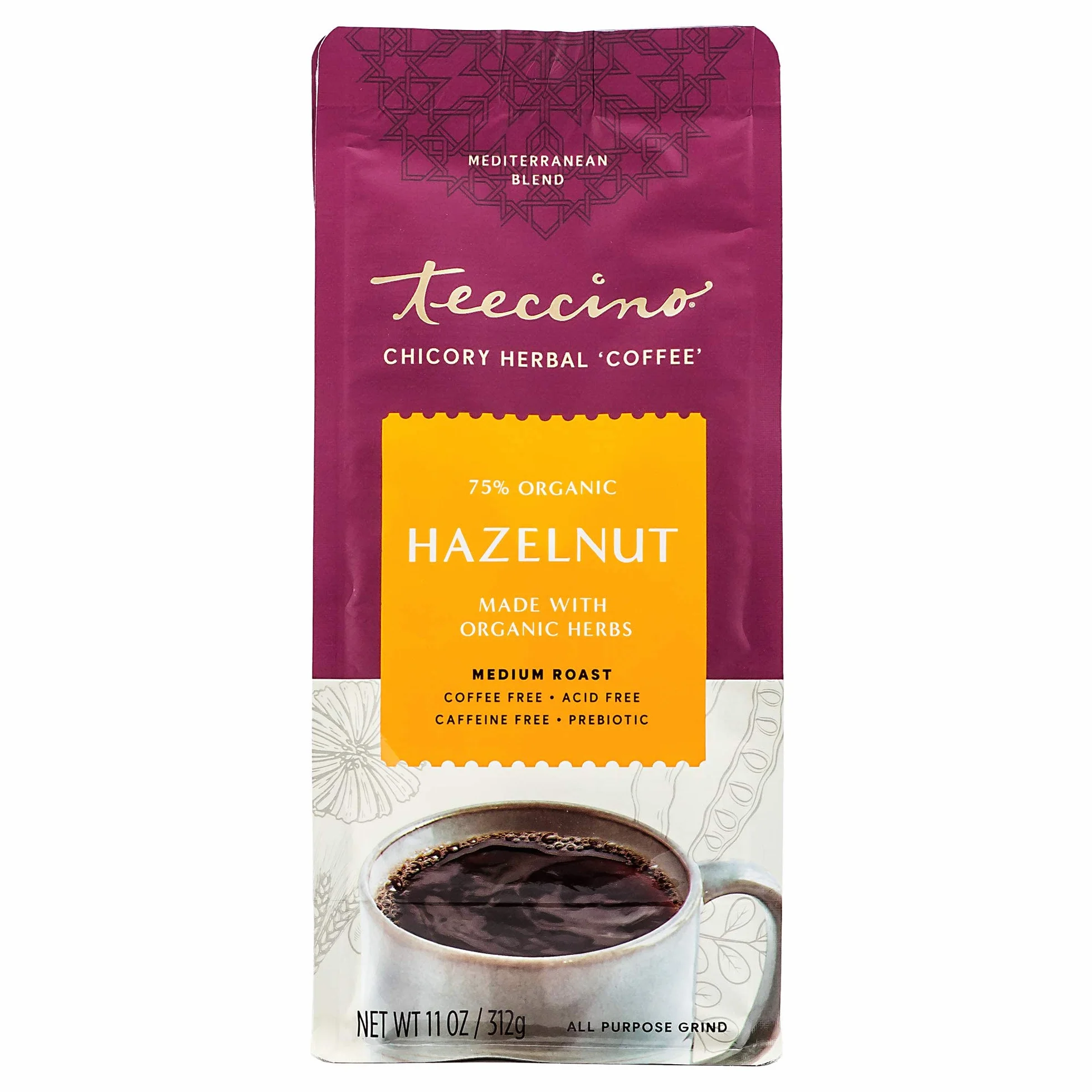 Teeccino Mediterranean Herbal Coffee Hazelnut 11 oz