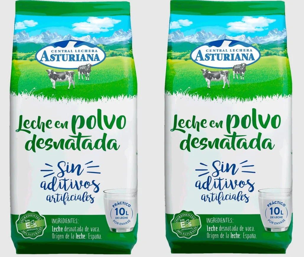 Central Lechera Asturiana Leche en Polvo Desnatada 1 kg Pack 2 Unidades