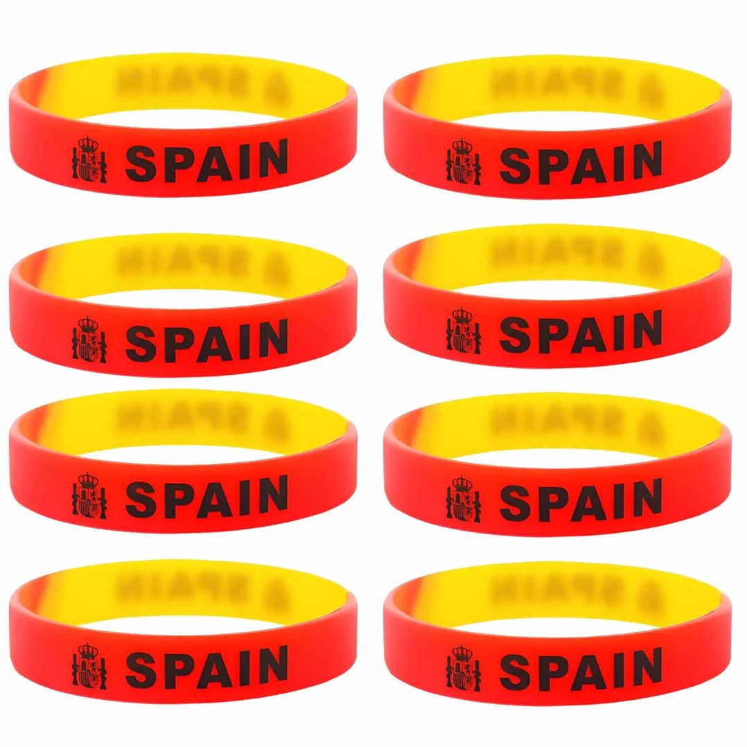 Pulseras de silicona con diseño de bandera de España, 8 piezas, para hombres y mujeres, Copa Mundial 2026