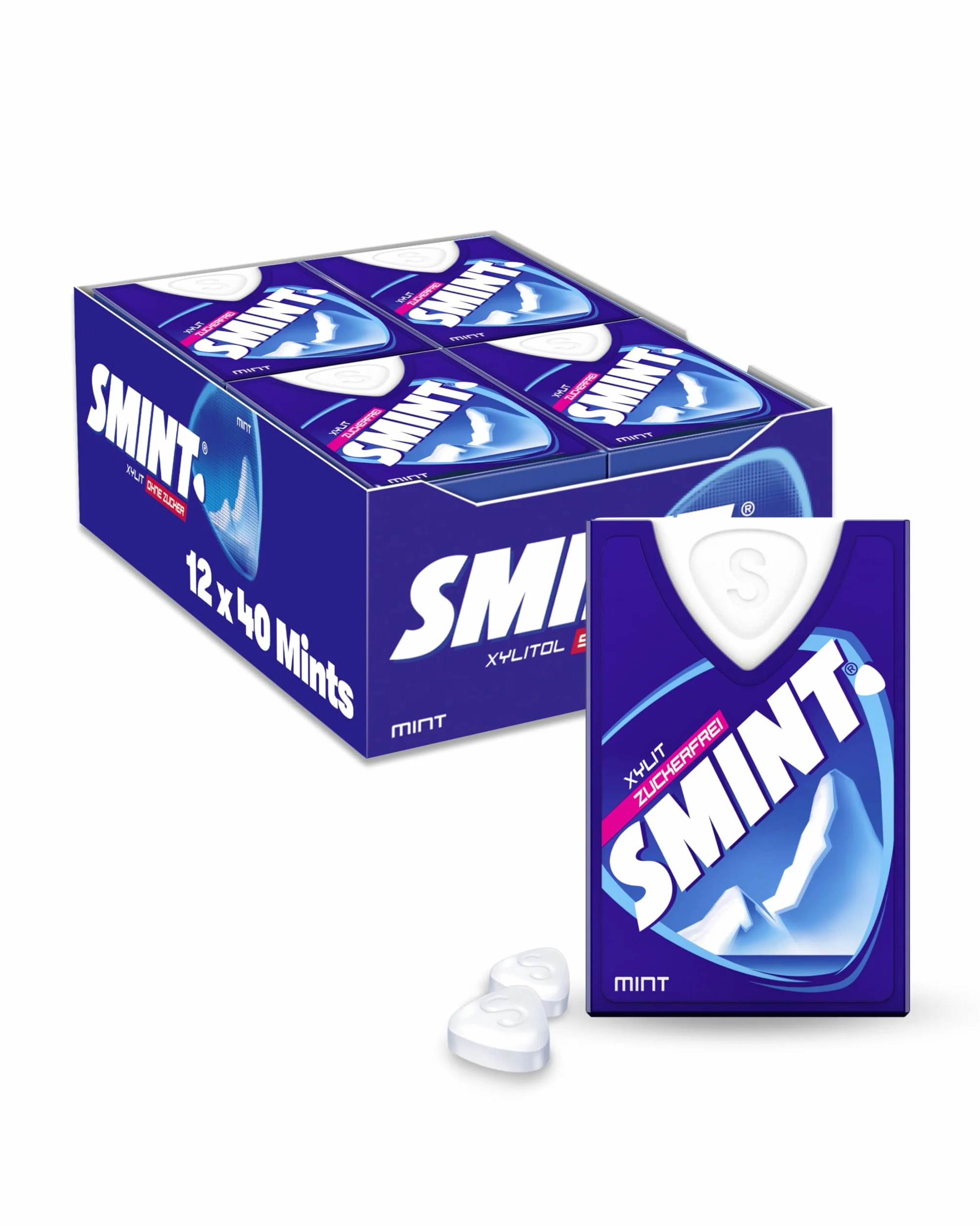 Smint Tabs Menta, Caramelo Comprimido Sin Azúcar - 12 unidades de 8 gr. (Total 96 gr.)