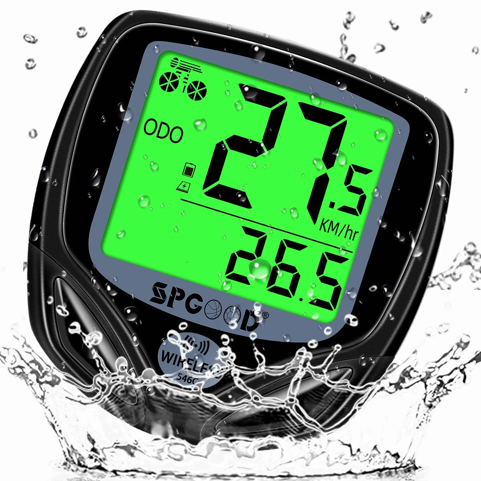 SPGOOD Cuentakilómetros Bicicleta IP54 Resistente Al Agua 19 Funciones Velocímetro con Pantalla Retroiluminada