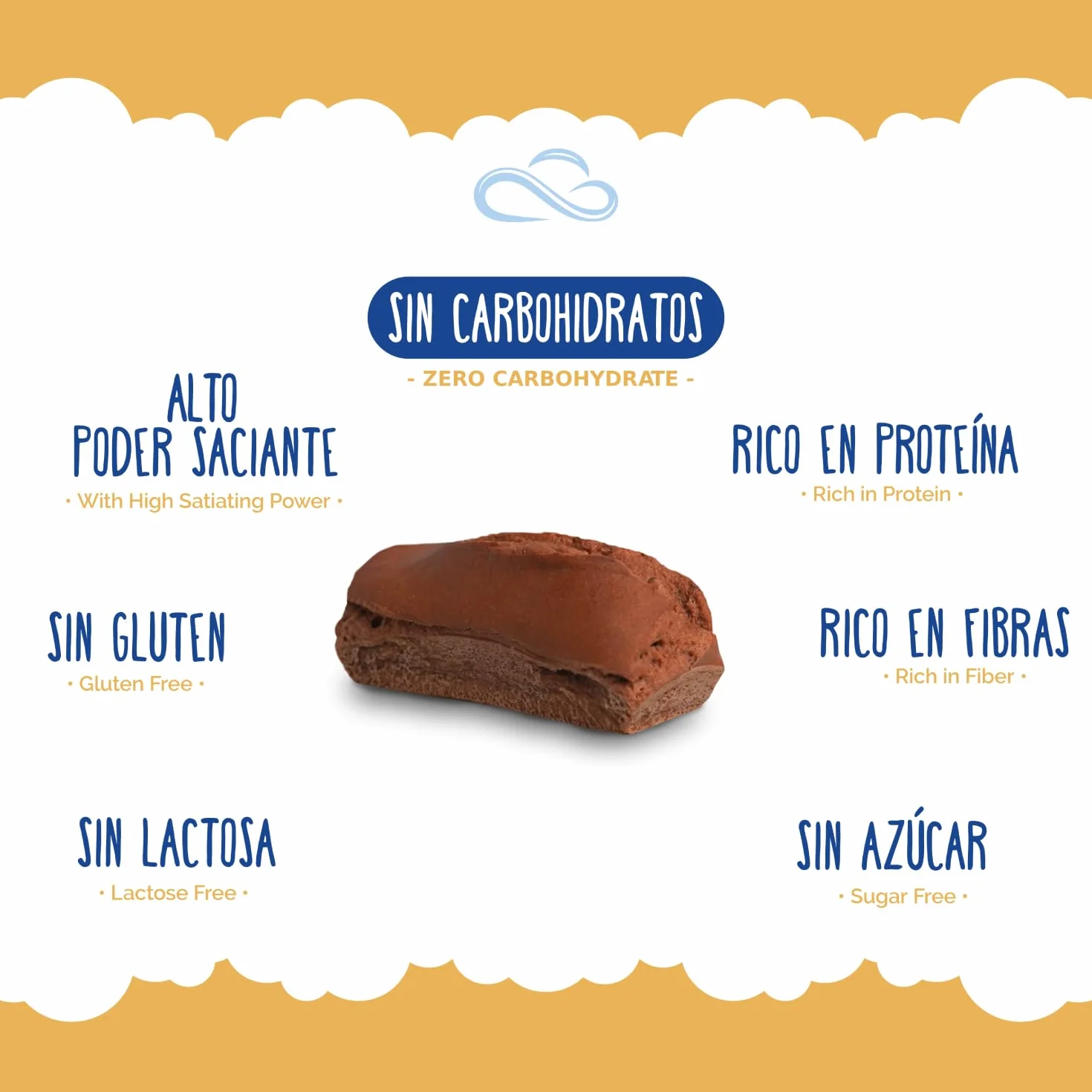 Nuvola Zero - Plumcake Zero Sabor Cacao Sin Carbohidratos, Snacks Sin Lactosa, Sin Azúcar, Sin Gluten, Rico en Fibra, Pack de 12 uds, Made in Italy