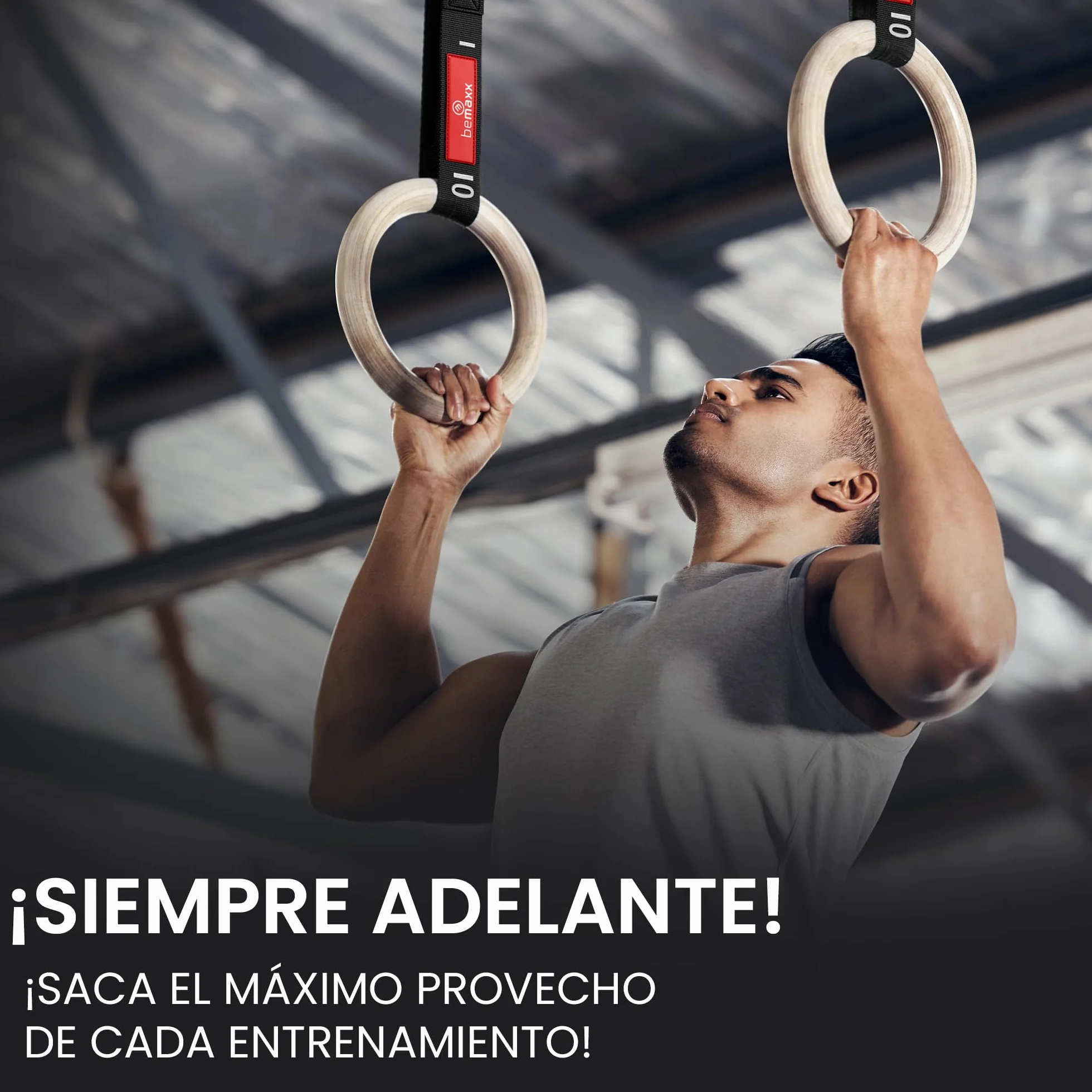 BeMaxx Anillas de Gimnasia de Madera Workout Set con Anclaje para Puerta