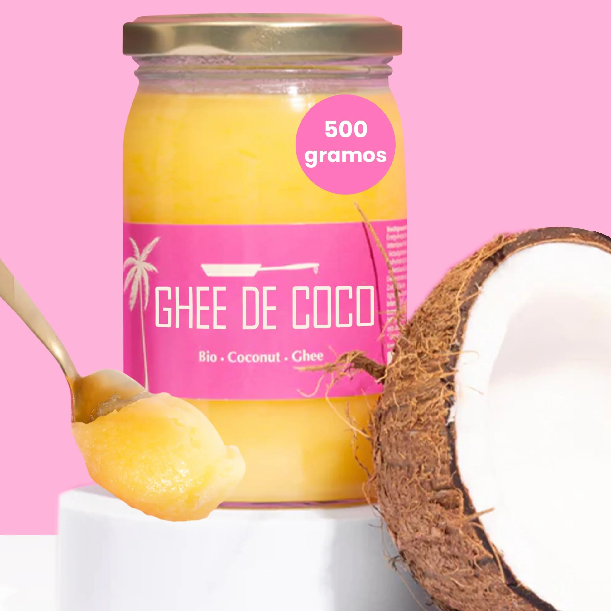 Ghee Easy Bio Ghee y Coco Mezcla 500g - 50% Ghee y 50% Aceite de Coco Extra Virgen - 100% Orgánico y Biológico - Sin Lactosa y Sin Gluten