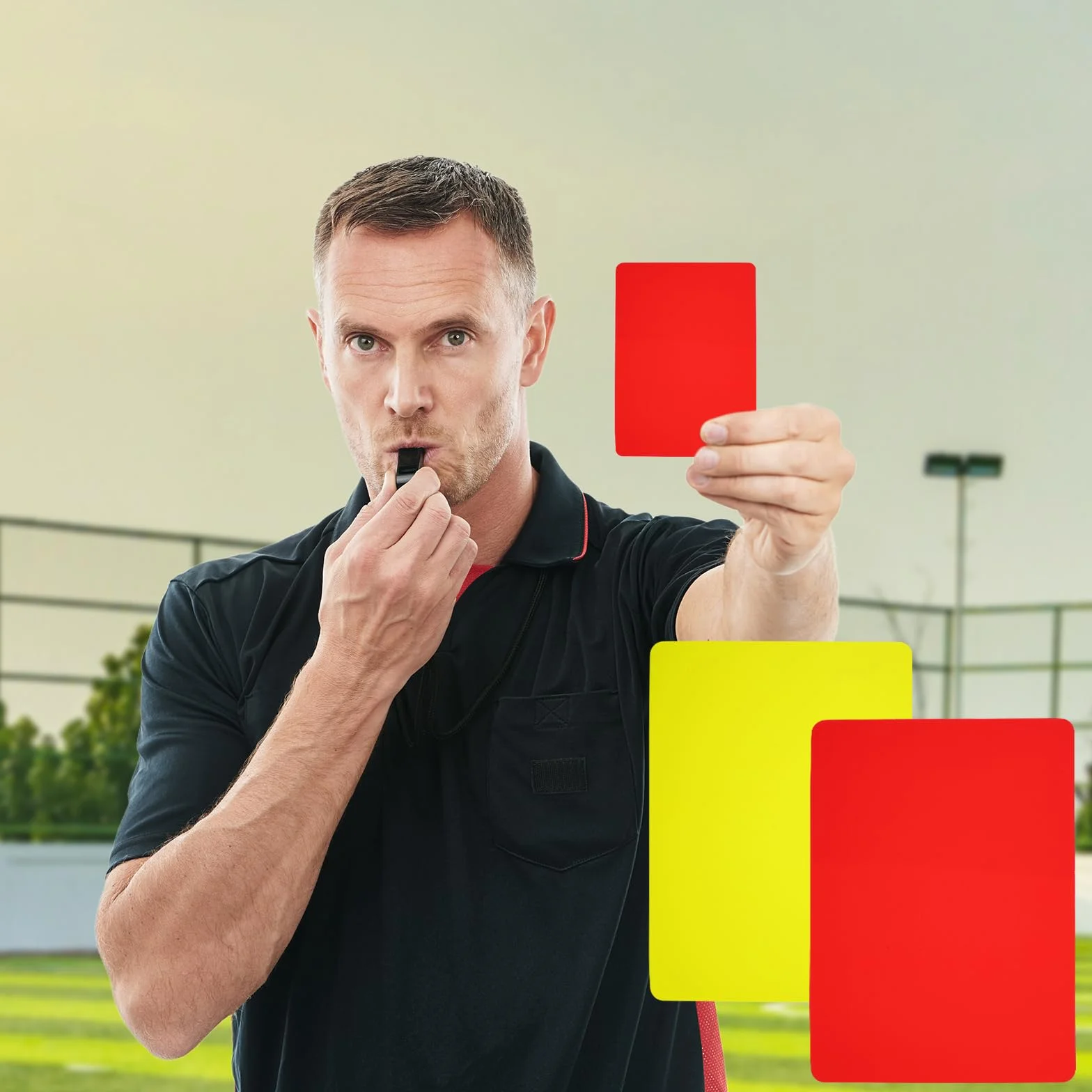 Kit de Tarjetas de Árbitro 21 Piezas, Juego de Fútbol con Tarjeta Roja y Amarilla para Deportes Escolares