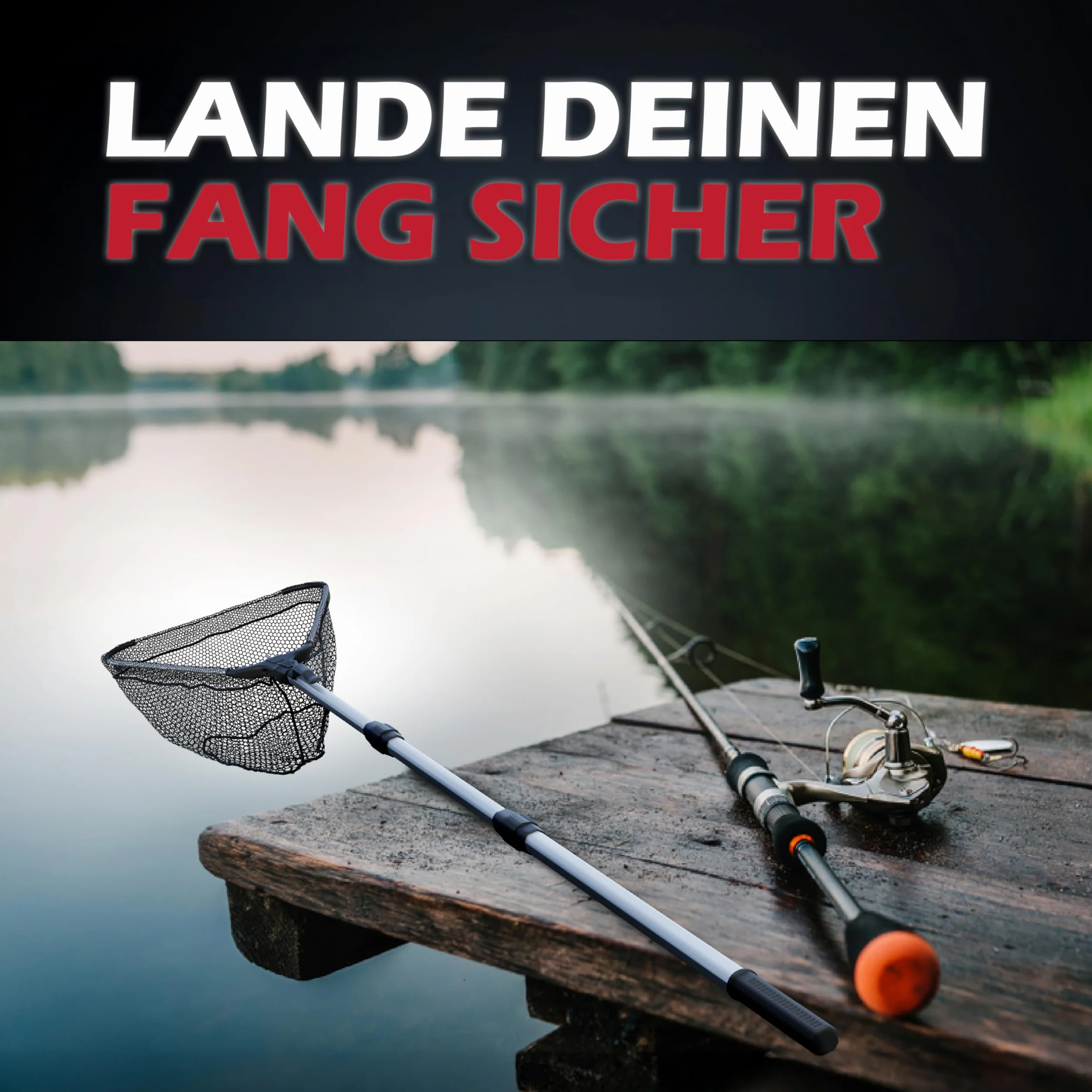 Paradox Fishing Red de pesca de goma telescópica 2,1 m