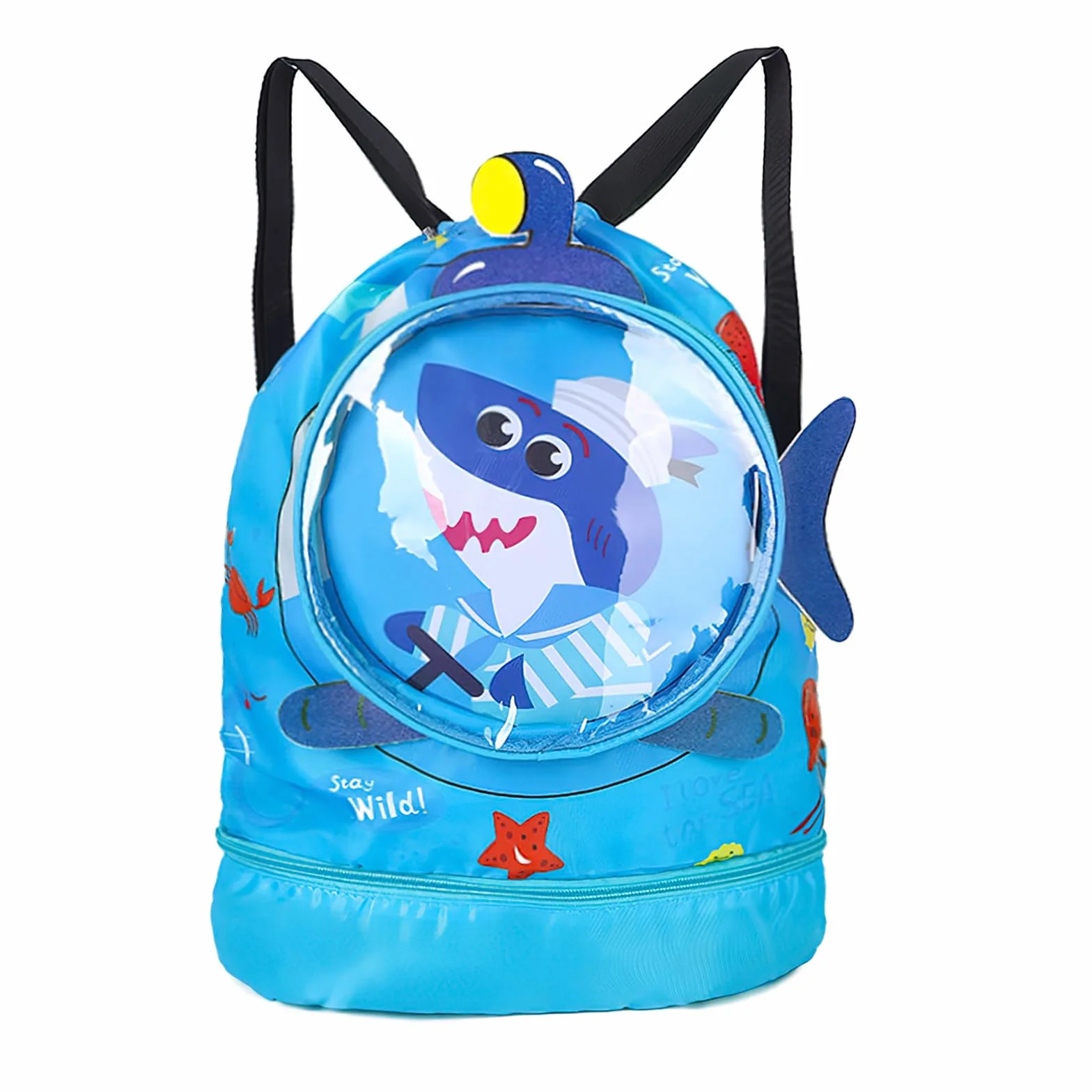 ZoneYan Mochila Cuerdas Niños Impermeable Bolsa Natación Piscina Separación Seco-Húmedo Compartimento Zapatos