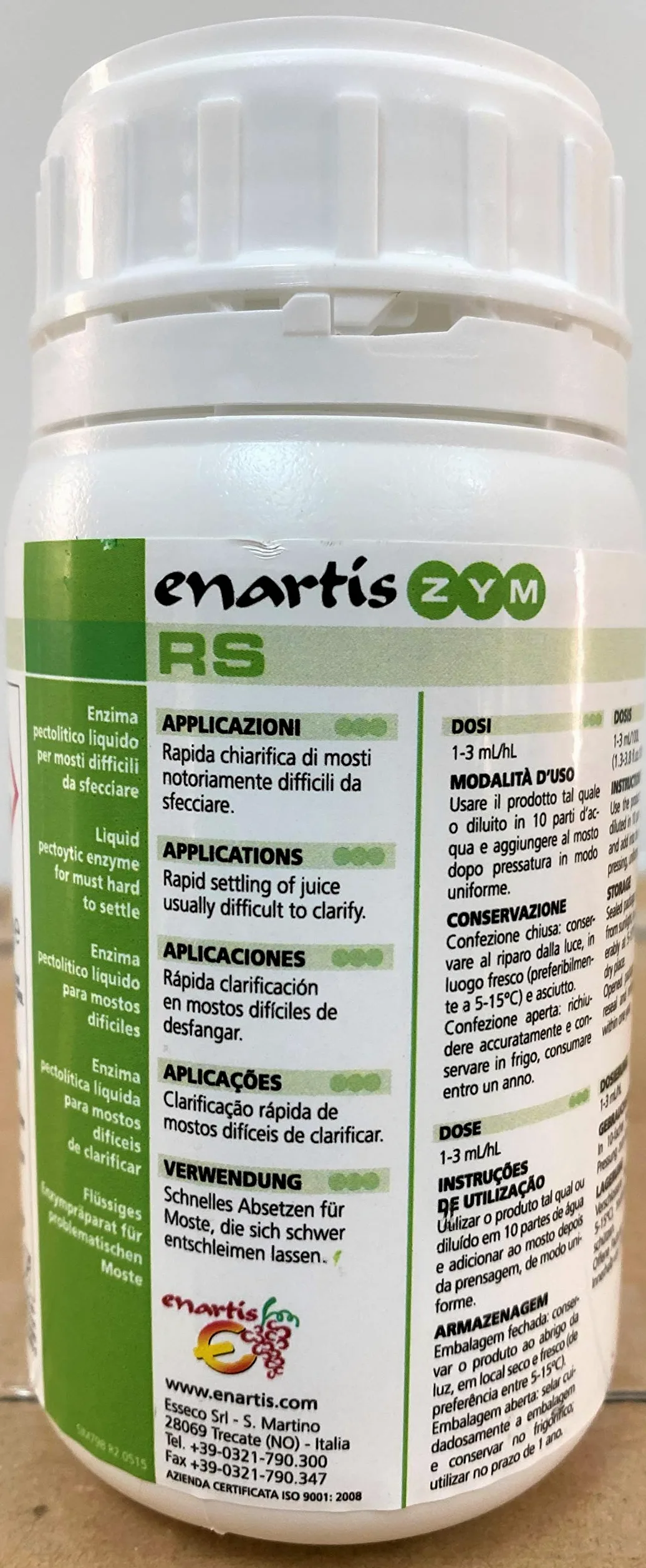 Enzima pectolitica para vino blanco. Extracción, Clarificación y desfangado de mostos 250ml (uva blanca)