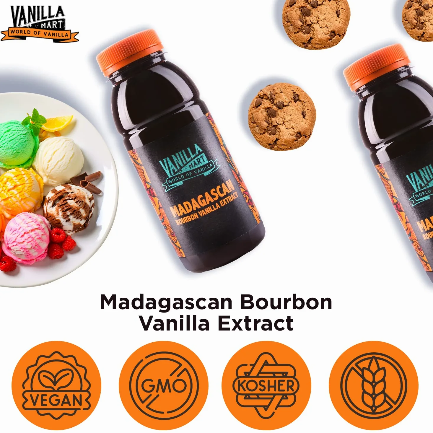 Vanilla Mart Extracto de vainilla Bourbon de Madagascar para hornear, extracción en frío, potencia única (1 L)