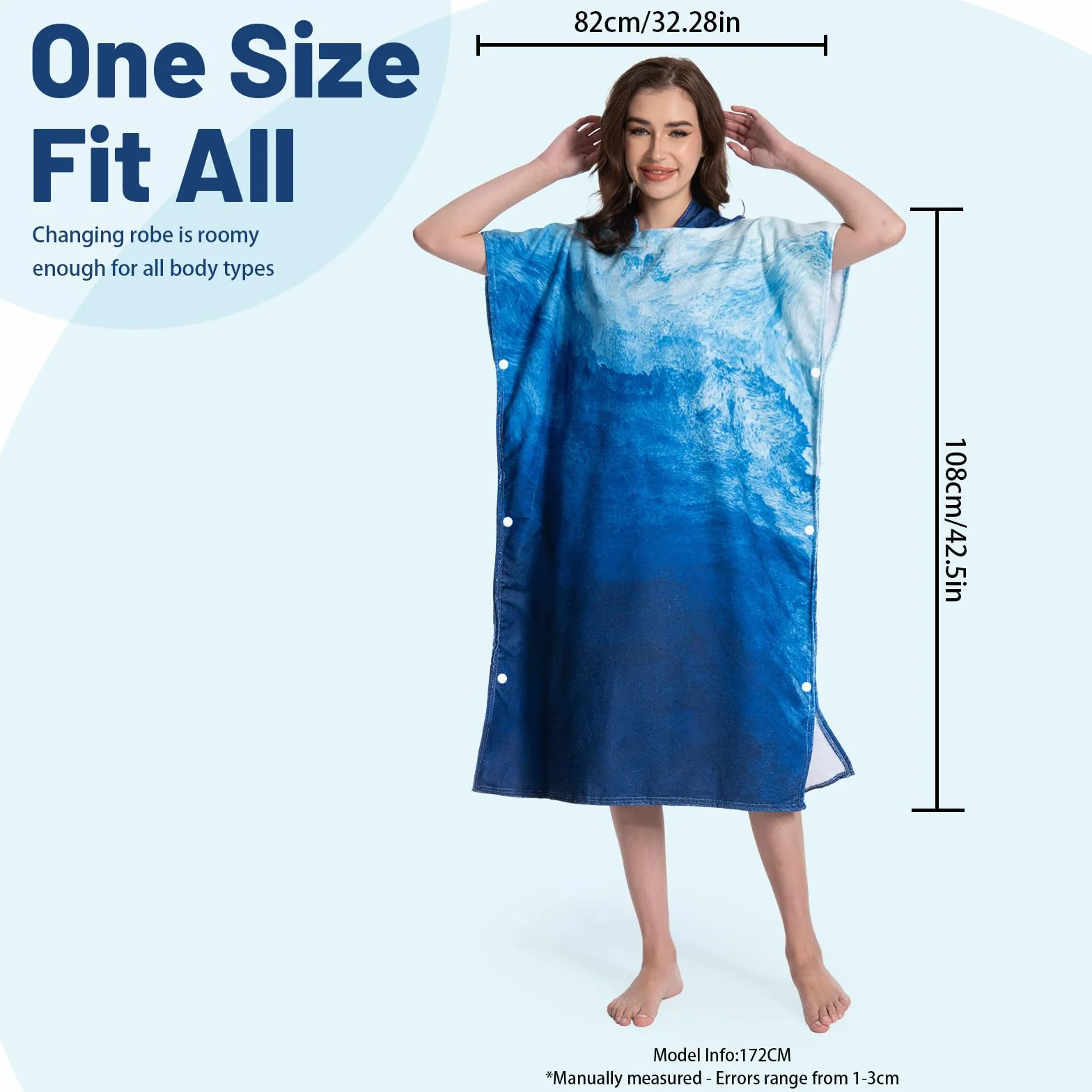 MOKANI Poncho de Toalla con Capucha para Adultos, Secado Rápido, Ligero, 108x82 cm