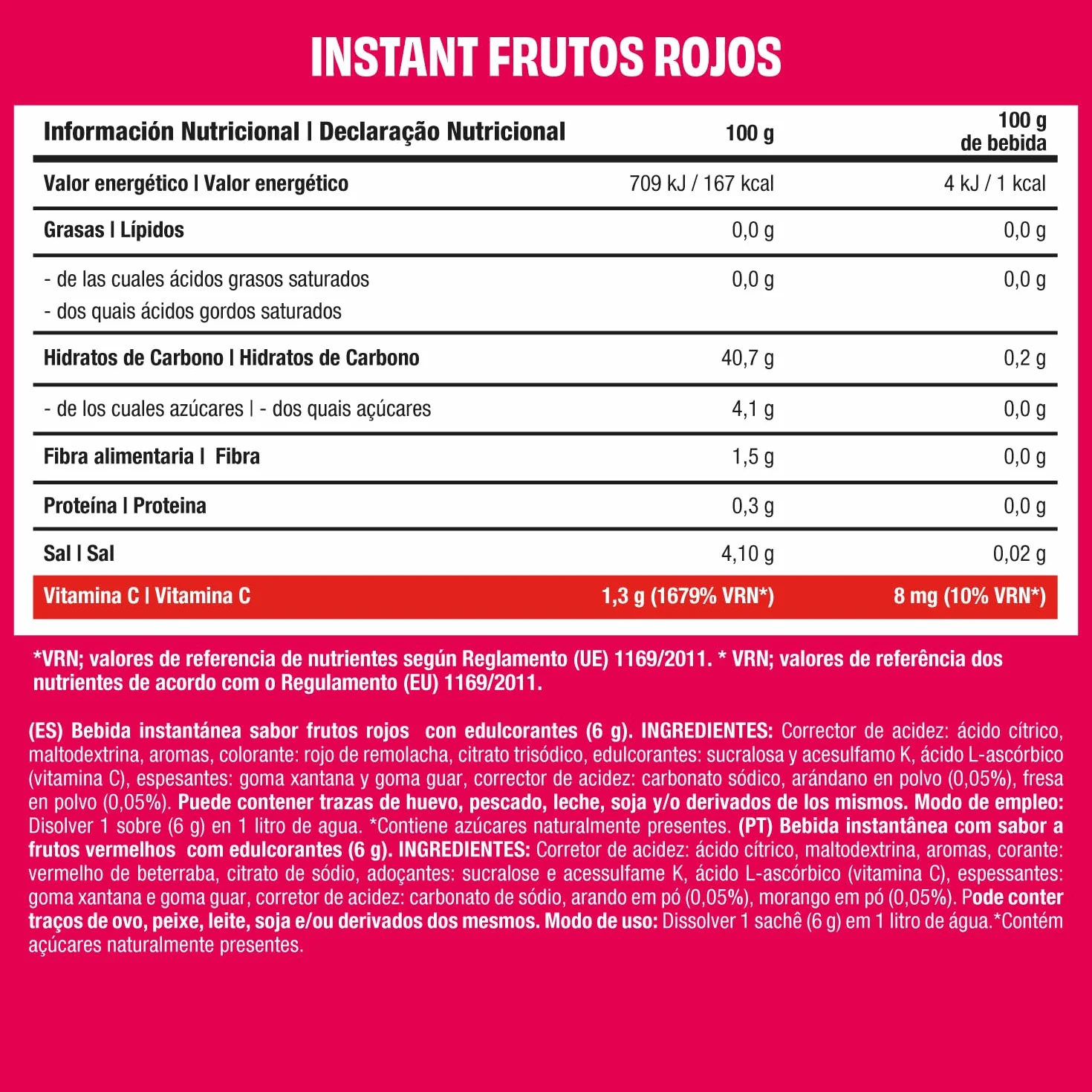 JustLoading saborizante de agua sin azúcares añadidos sabor frutos rojos - Monodosis = 1 litro de bebida - Sólo 1 kcal/vaso- Con Vitamina C - Sin gluten - Polvos para saborizar 56 l de agua (56x6g)