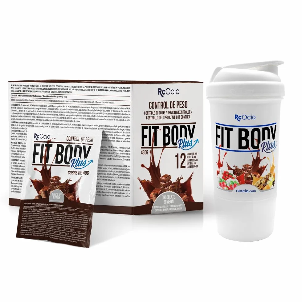 Batido Sustitutivo de Comida Pack con Vaso mezclado | Sustituto Alimenticio Dietetico alto en Proteinas | Ayuda para perder Peso | Chocolate - Vainilla - Fresa | (480GR, Chocolate)