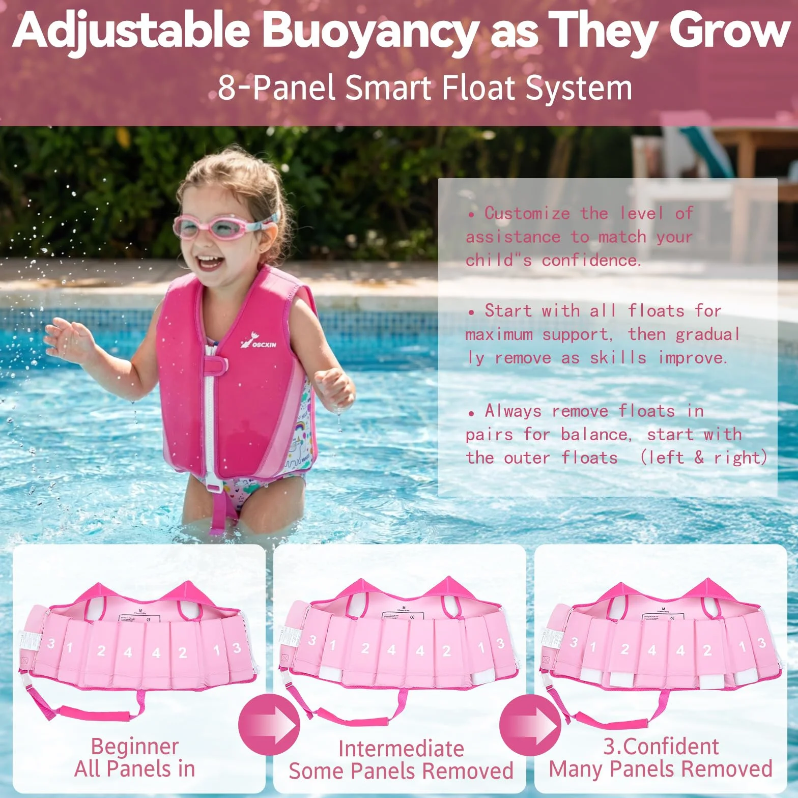 Chaleco de Natación para Niños, Flotador Ajustable, TÜV geprüft, Neopreno Suave