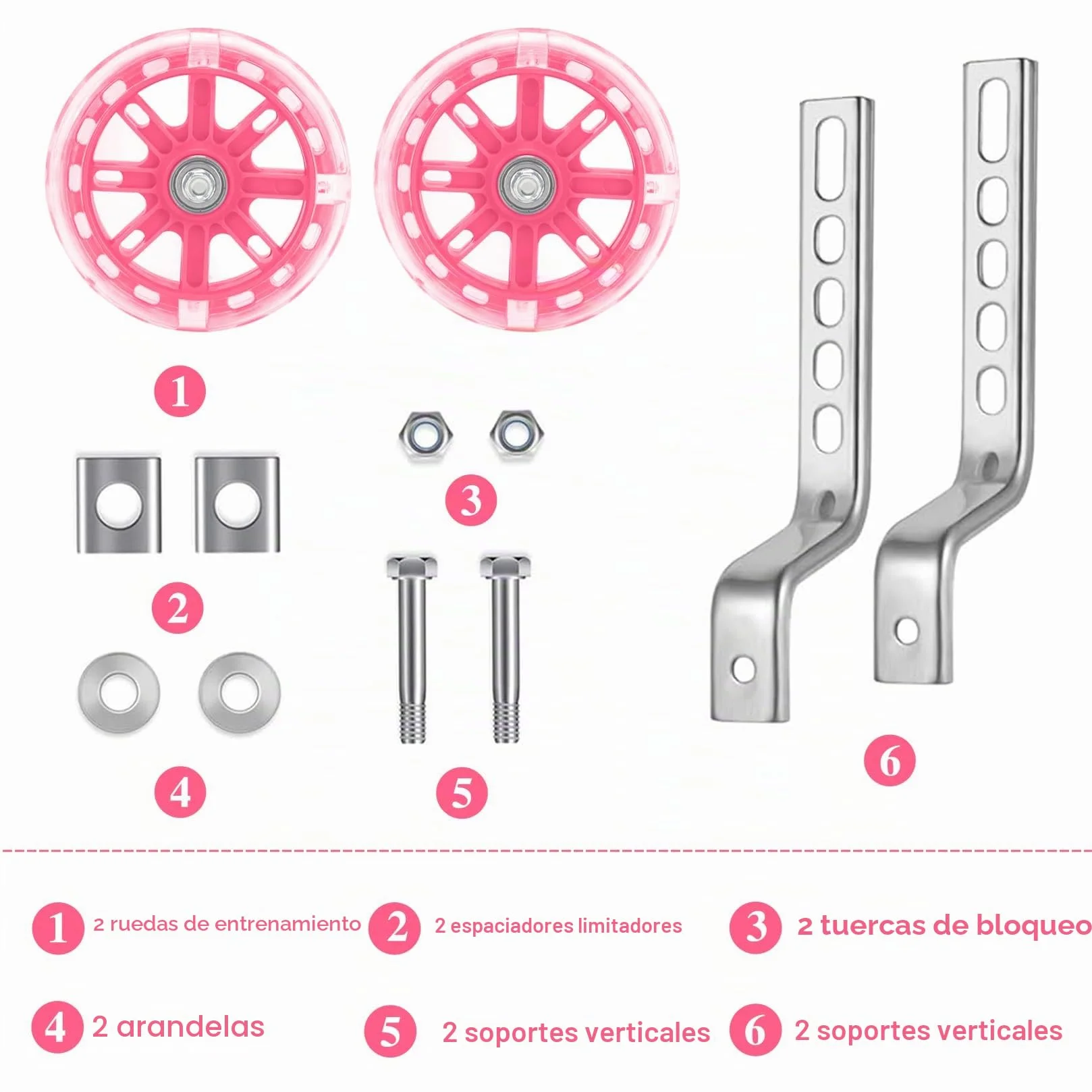 Ruedines de apoyo universales para bicicleta infantil 12-20 pulgadas rosa