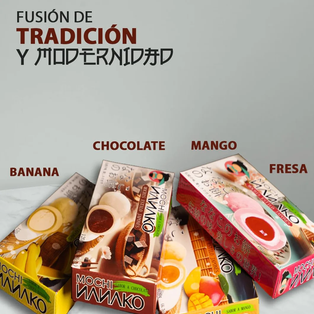 JAPON MARKET Pack 4 Mochis Japoneses: 2 de Mango y 2 de Chocolate - Dulce Asiático, Postre Exótico - 600g - Caja de Chuches Japonesas