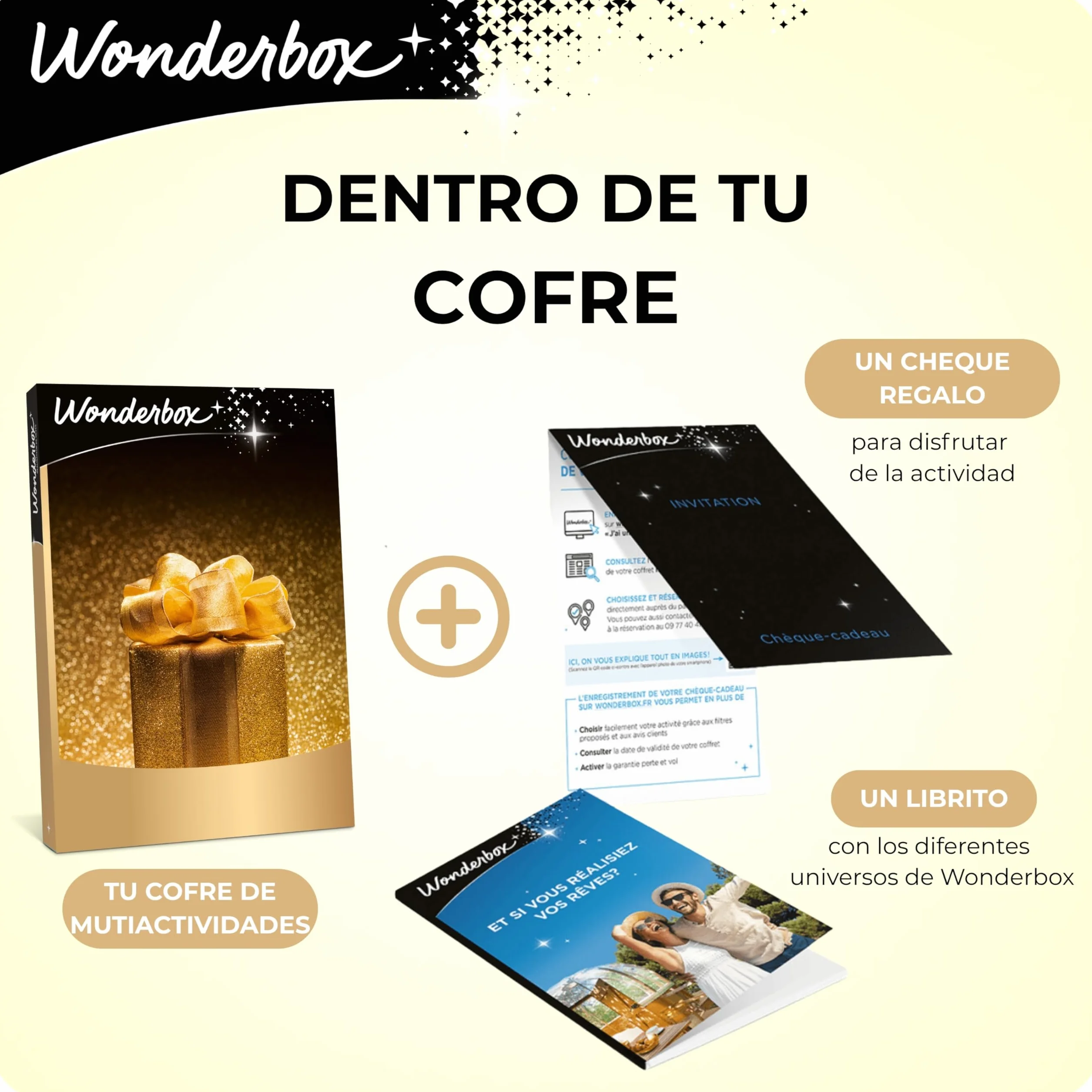 WONDERBOX Caja Regalo Cine menú 2 Personas 2 entradas Cine 2 menús Palomitas Bebidas Válido 3 años