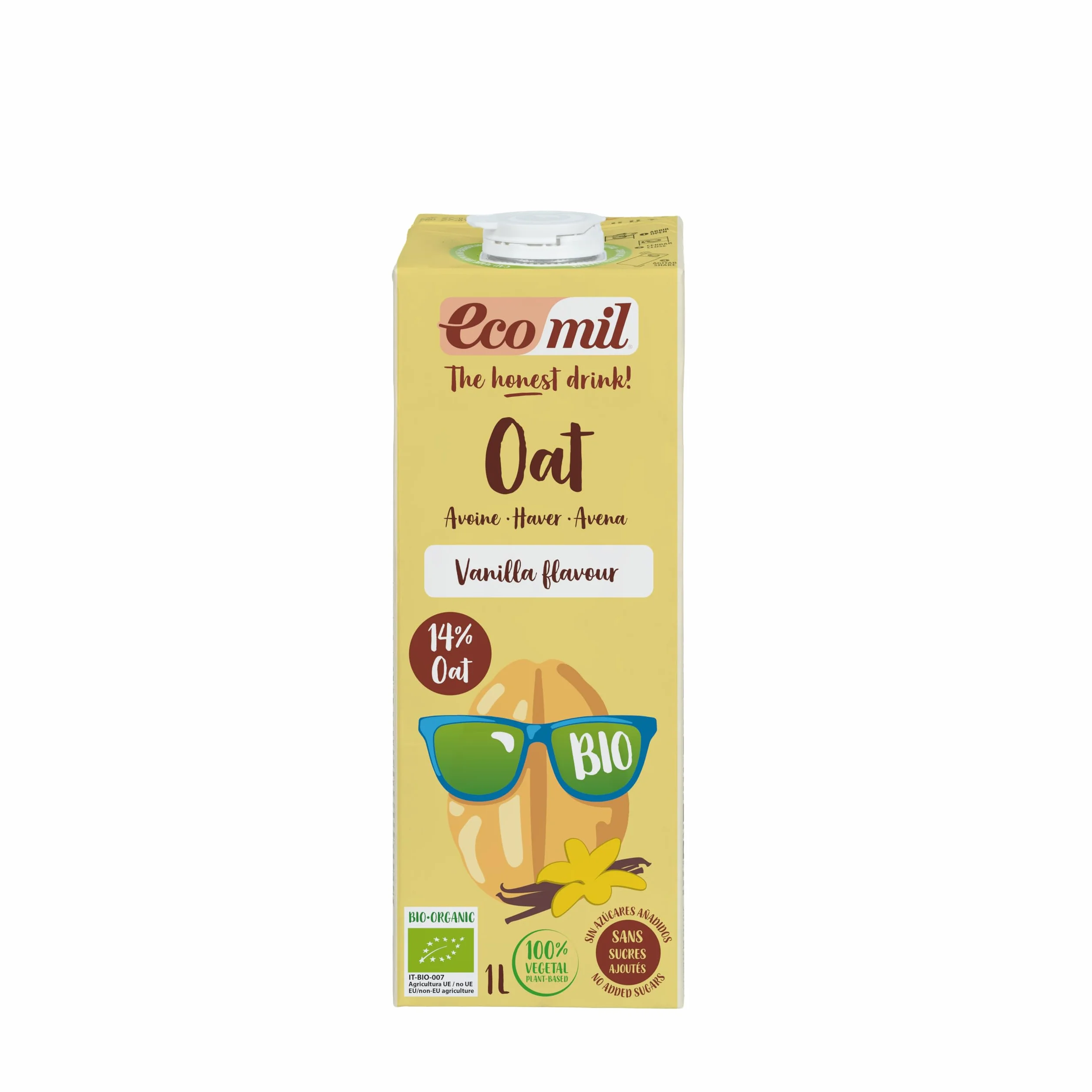 Ecomil - Bebida Vegetal de Avena y Vainilla Bio, Pack 6 x 1 L, Sin Azúcares Añadidos, Ecológica y Vegana, Lista para Consumir, Sabor Suave y Natural