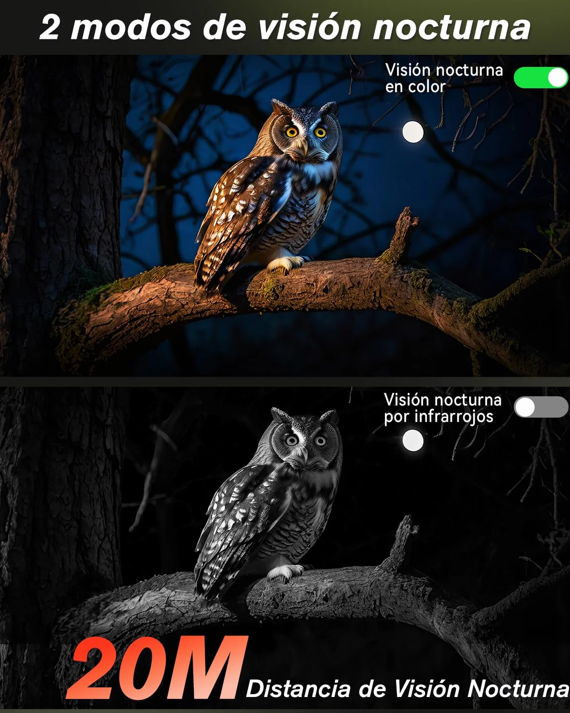 Xega 4G LTE Cámara de Caza Solar 2K PTZ, PIR Detección, Visión Nocturna Color, IP65