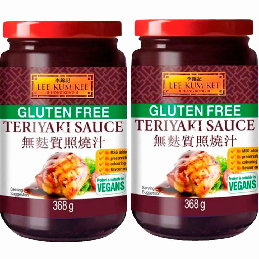 Salsa Teriyaki sin gluten 368 g en frasco de vidrio, ideal para marinar, glasear y saltear carnes, pescado, tofu y verduras, sabor japonés dulce-salado