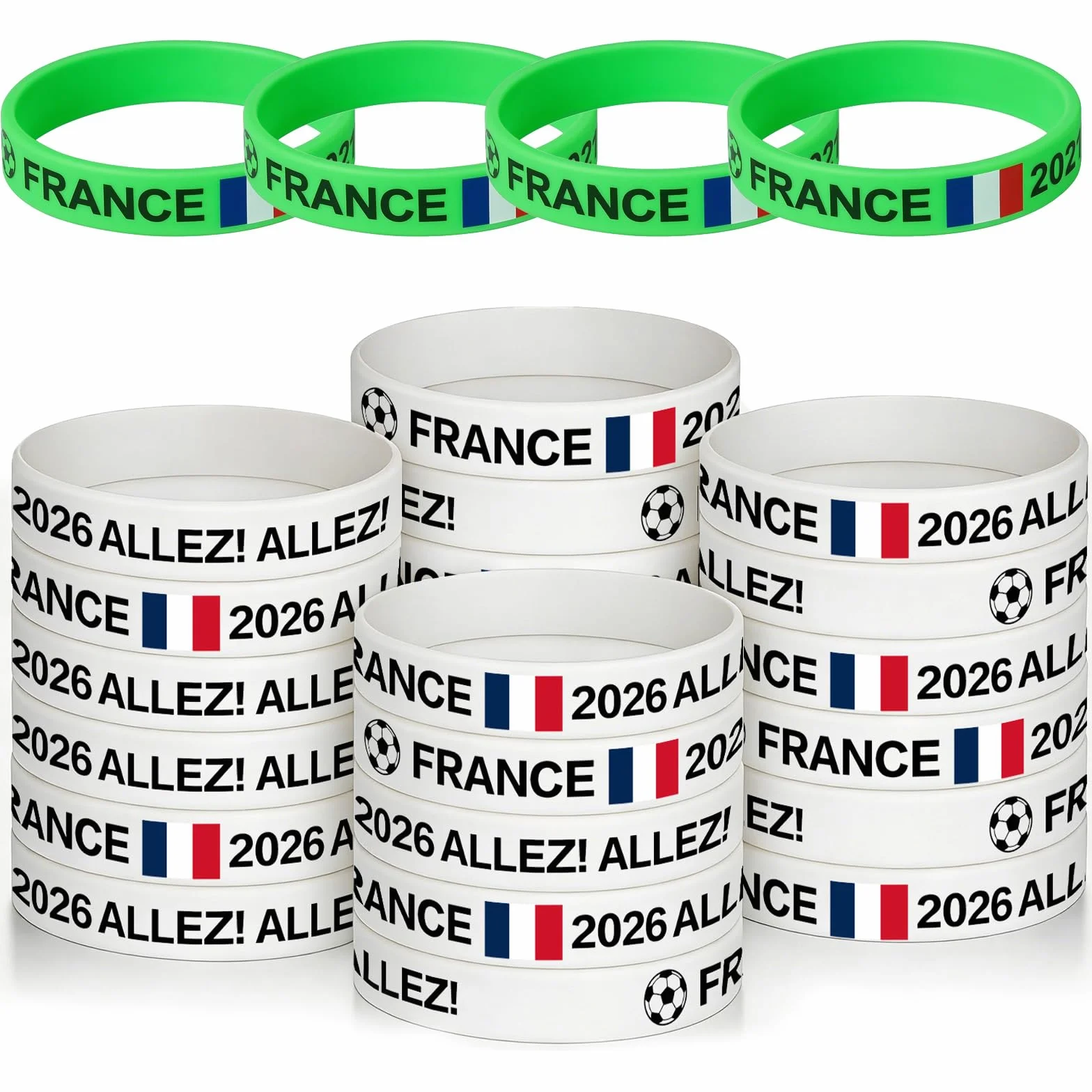 YESAH Pulsera de Silicona Bandera Francia Brillante en la Oscuridad para Fiestas Mundial Fútbol