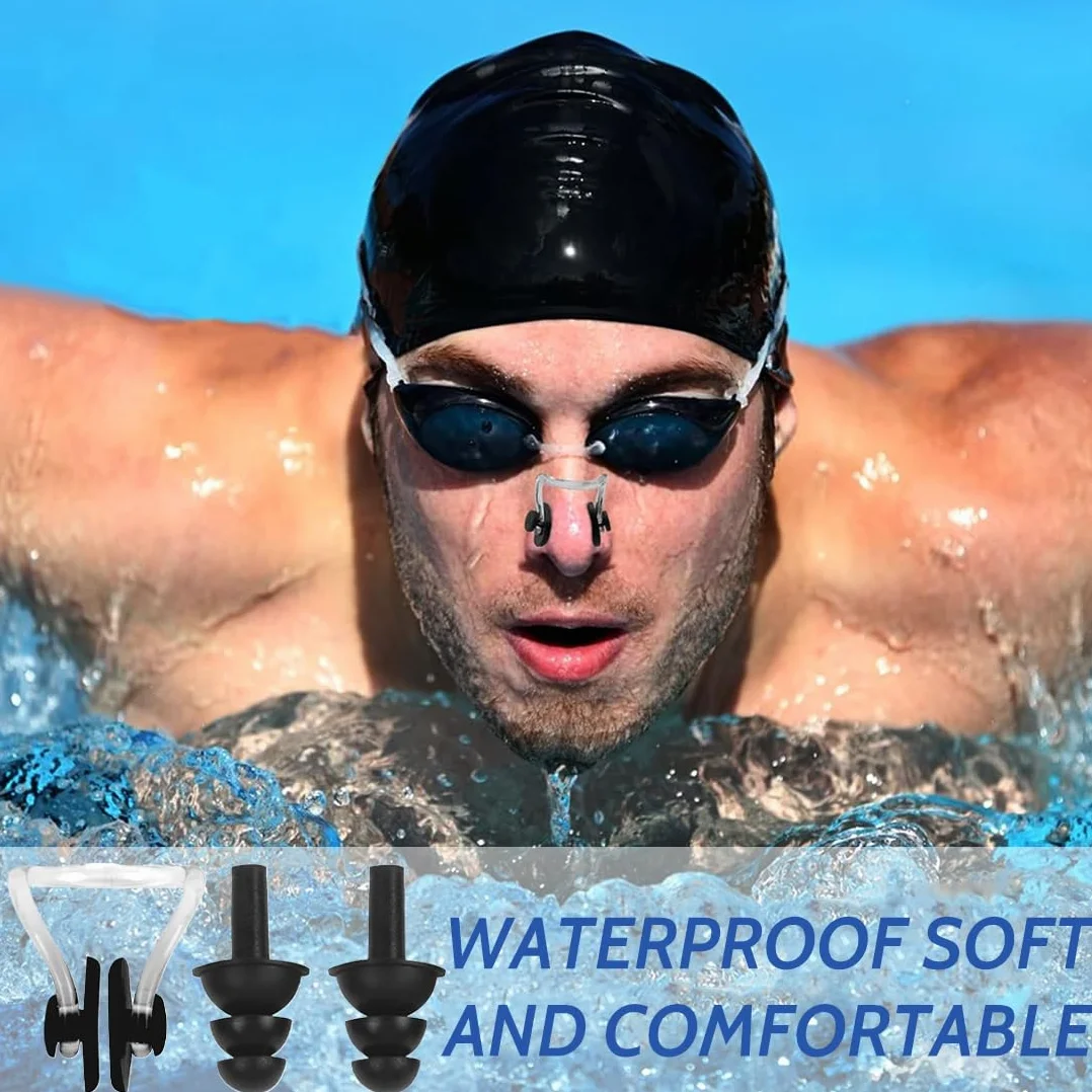 Nose Clip Natación Adultos 4 Piece Set Tapones para los Oídos Protección de la Nariz