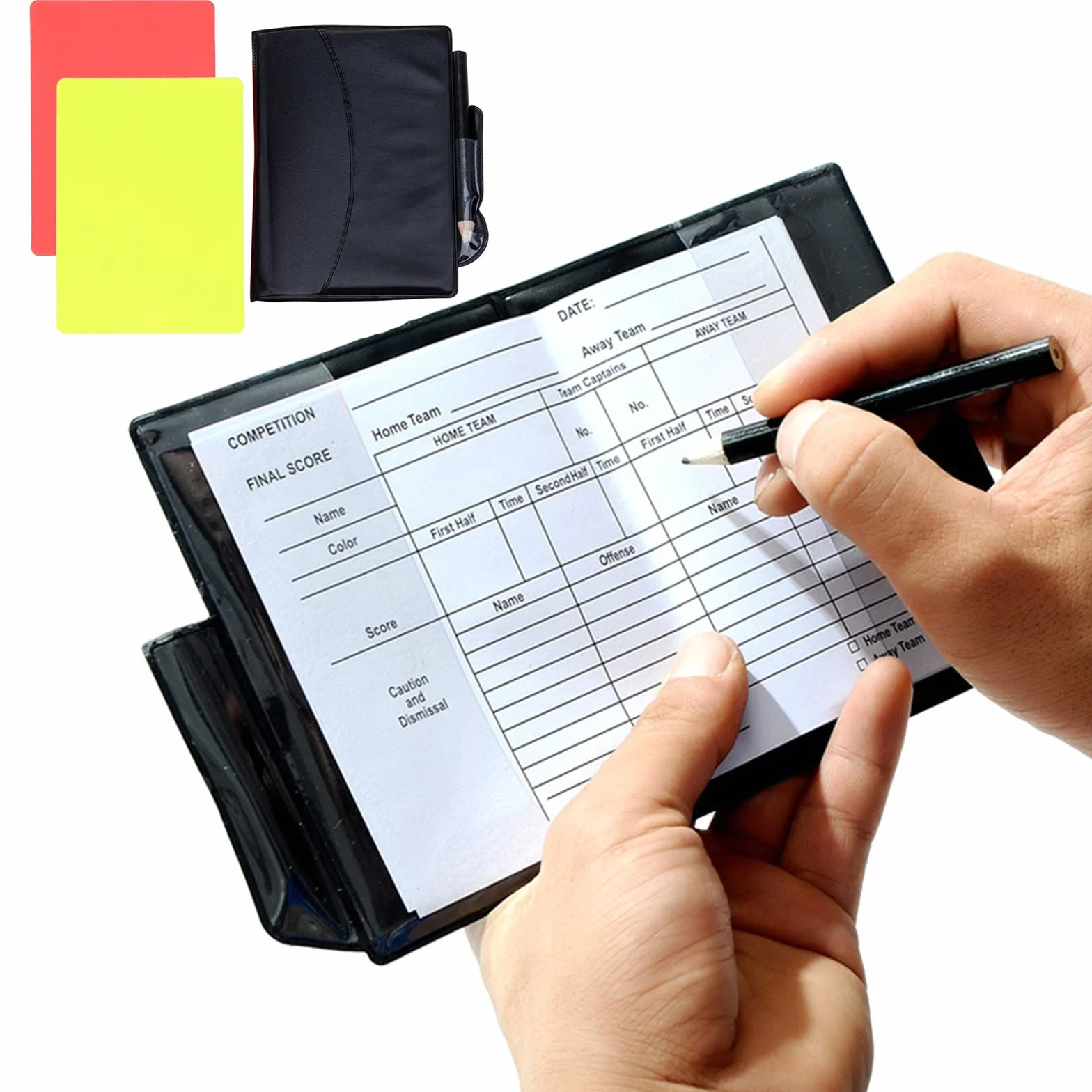Kit de Tarjetas de Árbitro de Deportes, PVC Roja y Amarilla con Tarjetero y Lápiz