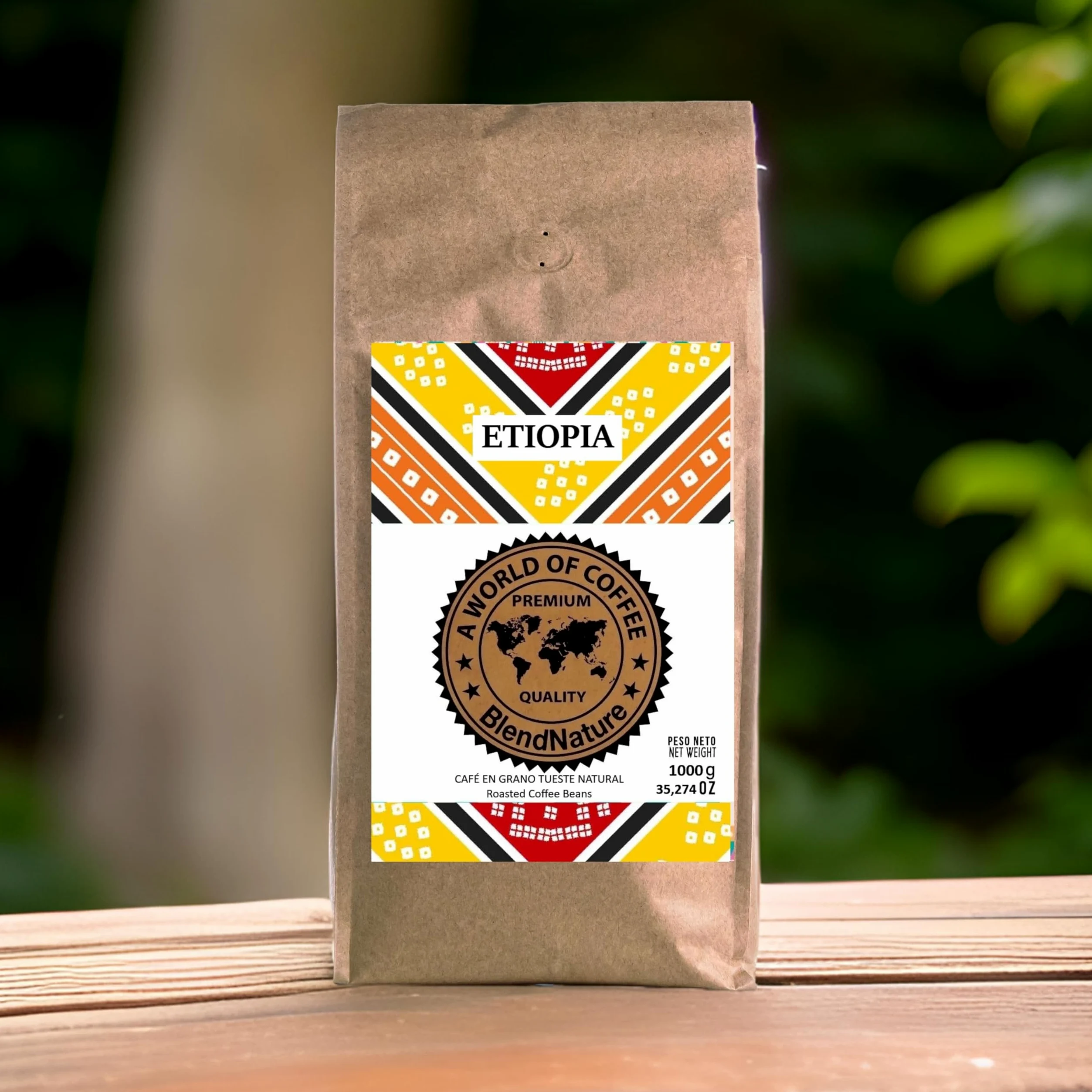 Cafe en grano Arabica tueste natural Origen Único Etiopia–Calificación Excelente 86 puntos por la SCA- Café Dulce equilibrado-Cafe de especialidad-florece a una altitud por encima de 1.800m