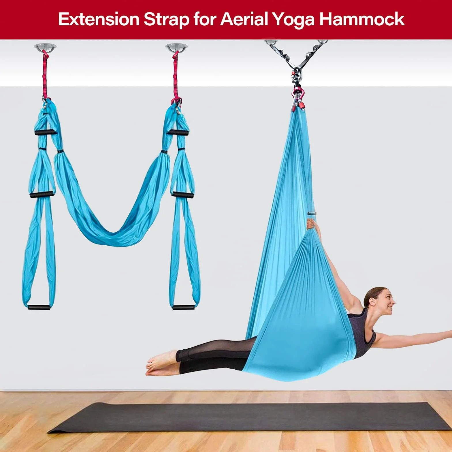 Danskin Yoga Hamaca Extensión Correa 23KN Fuerte Escalada Sling 110cm 180cm Daisy Chains Ajustable Nylon Correas