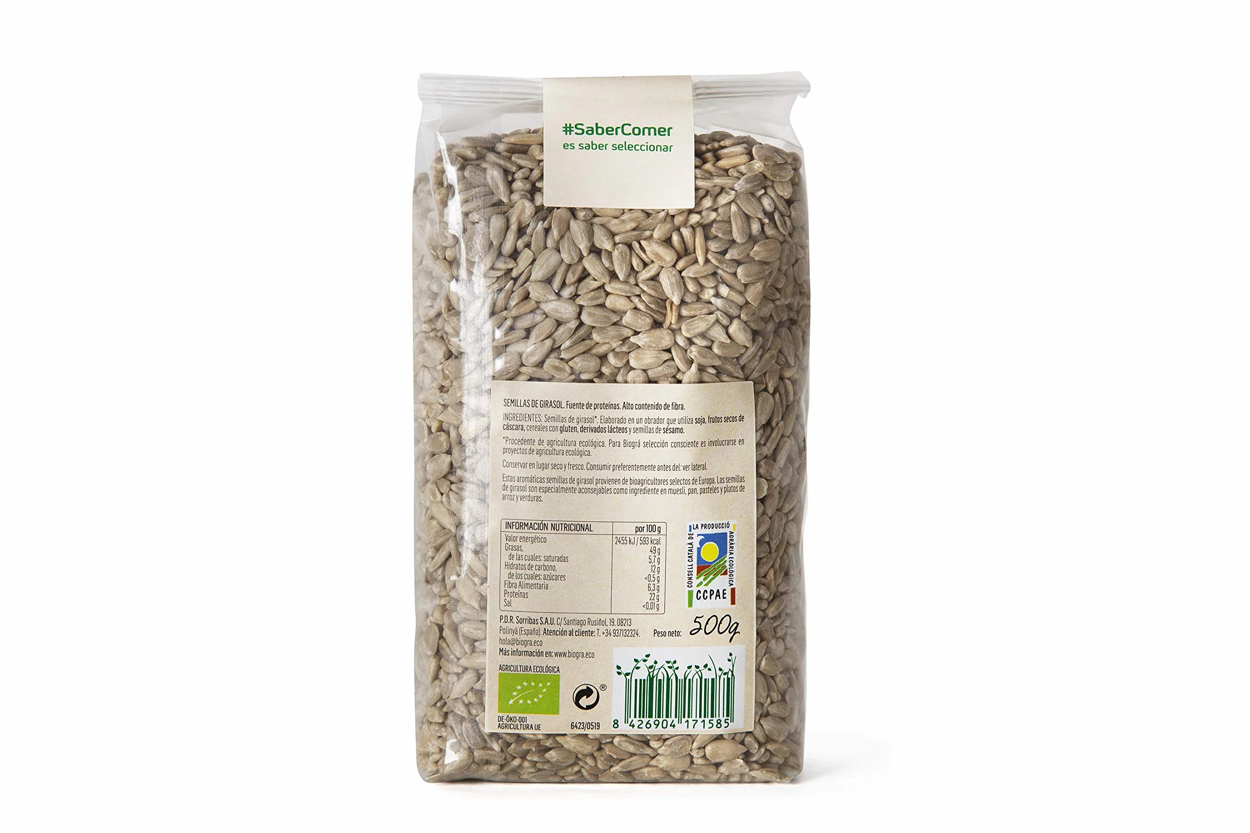 BIOGRÁ - Pipas Peladas de Girasol, Apto para Veganos, Perfecto para su Uso con Muesli, Ensaladas, pan, Pasteles, Platos de Arroz o Verduras, de Agricultura Ecológica 500g