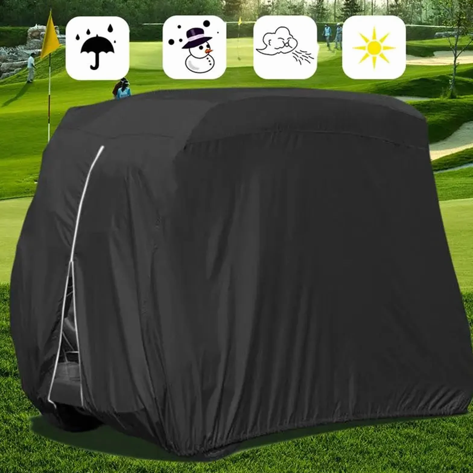 Funda para Carrito de Golf Impermeable Cubierta Oxford para Lluvia y Polvo para 4 Personas Ezgo Club Car Yamaha