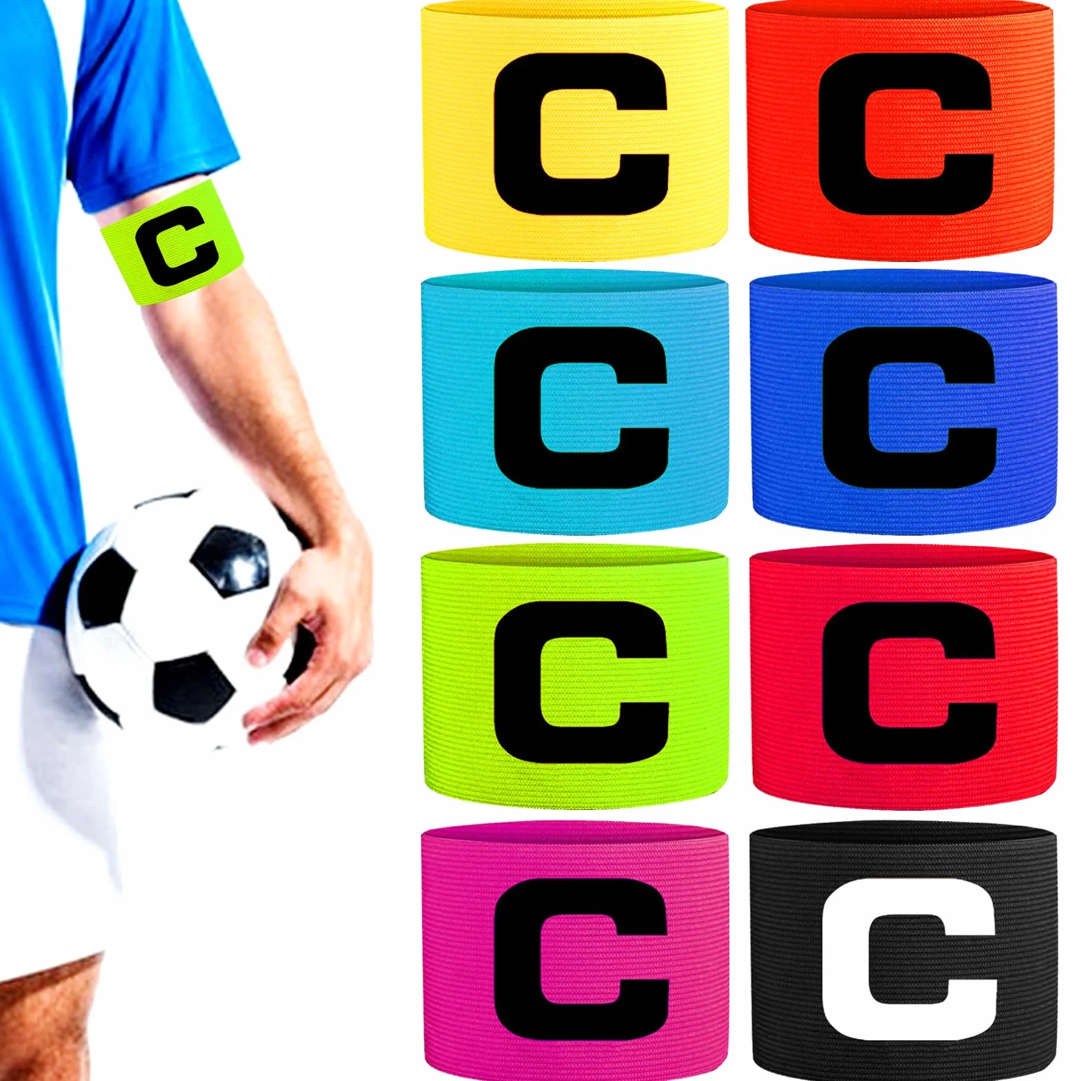 RUIJIE Brazalete de Capitán de Fútbol Ajustable Multicolor para Niños y Adultos