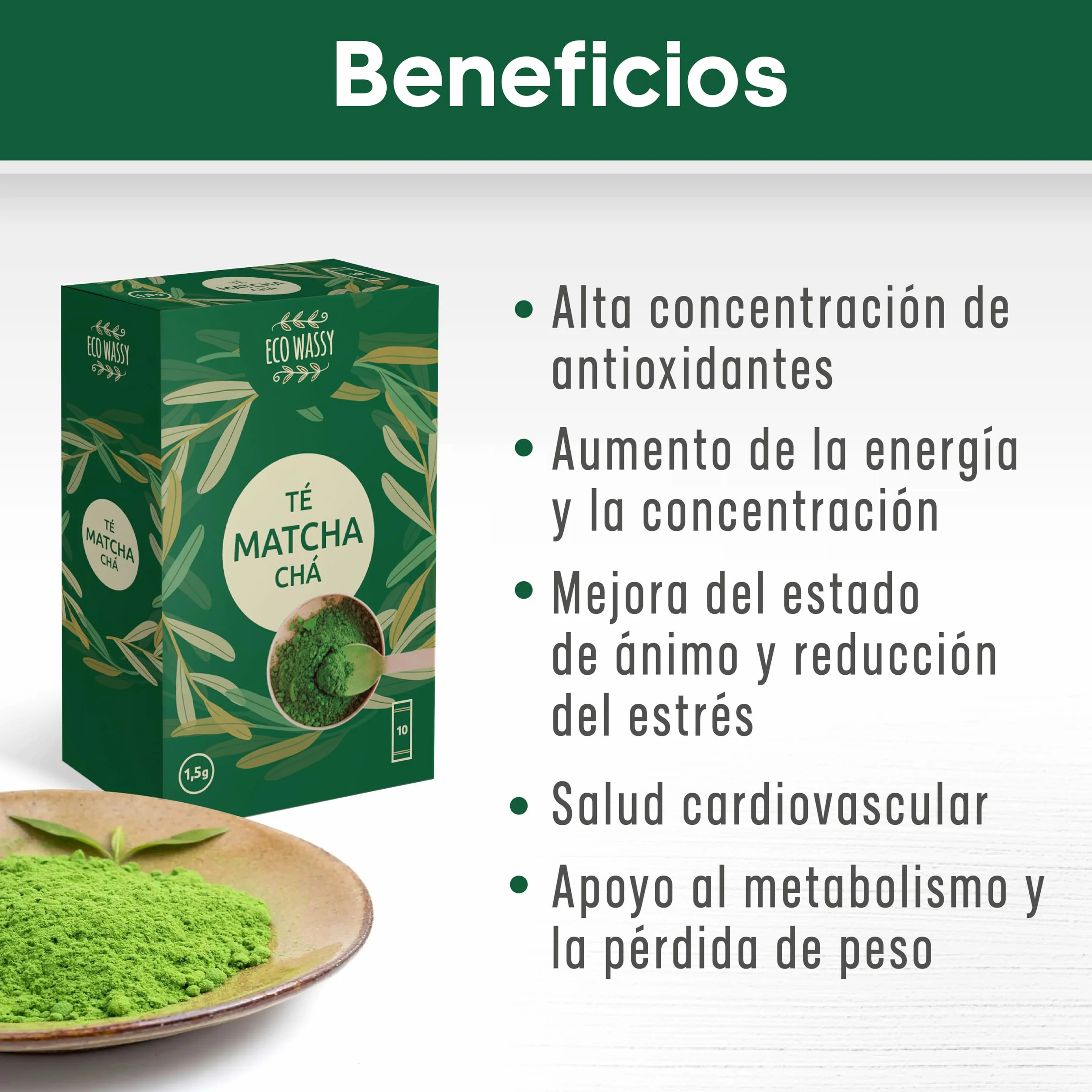 Te Matcha Certificado JAPONES. 50 Dosis Grado CEREMONIAL. 50 Sticks Individuales, Para Trasladar Facilmente. Matcha En Polvo 100% Natural. Reductor, Detox y Antioxidante. (50 Sticks, 50, unidad)
