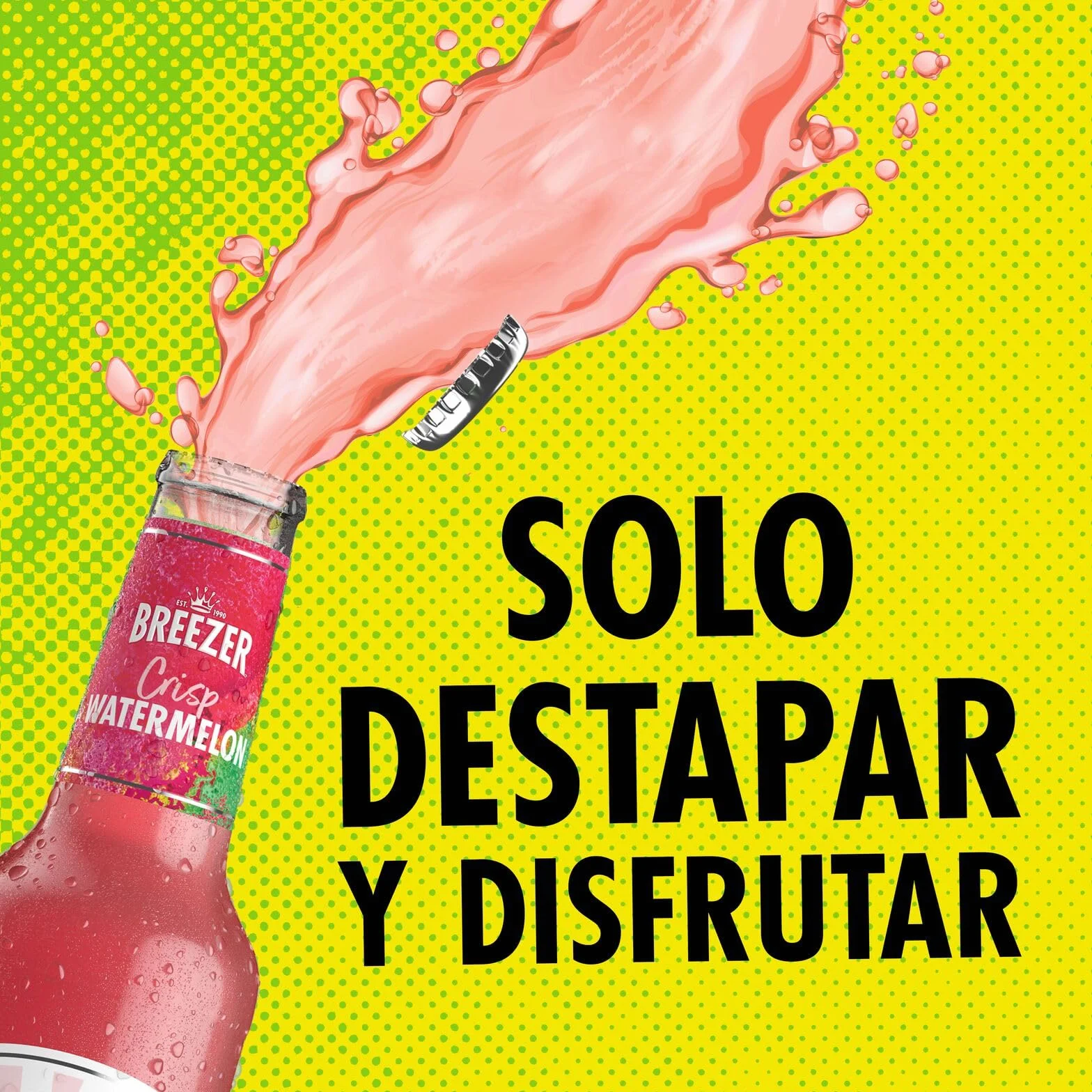 BREEZER Crisp Watermelon Bebidas Alcohólicas con Sabor a Sandía, 4% Vol., 27,5 cl / 275 ml (Pack de 24), Alcohol Premezclado Listo para Beber
