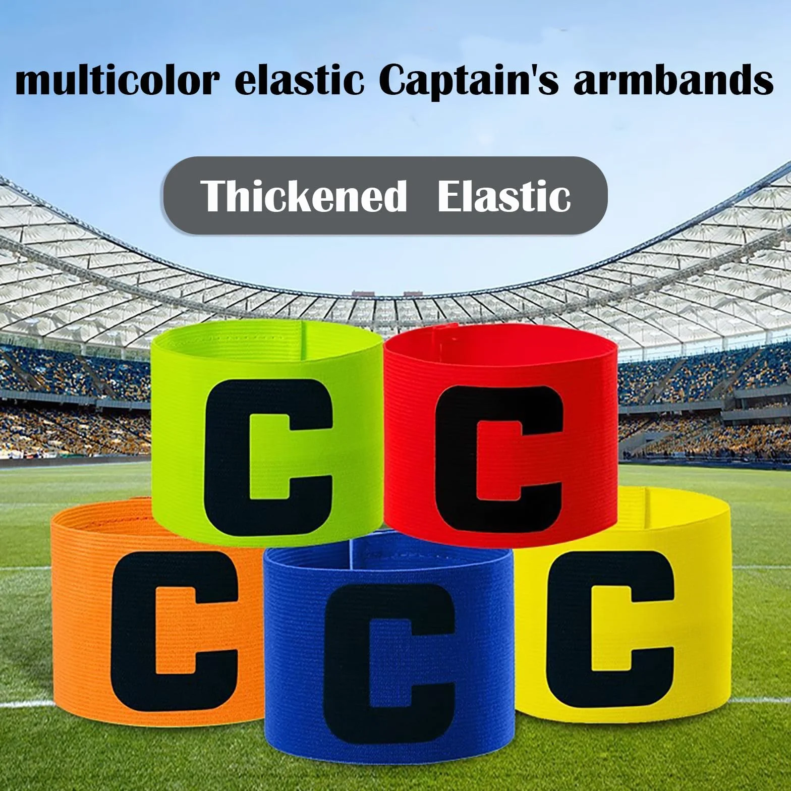 Brazalete Capitán Fútbol Elástico Ajustable Multicolor para Adultos Junior