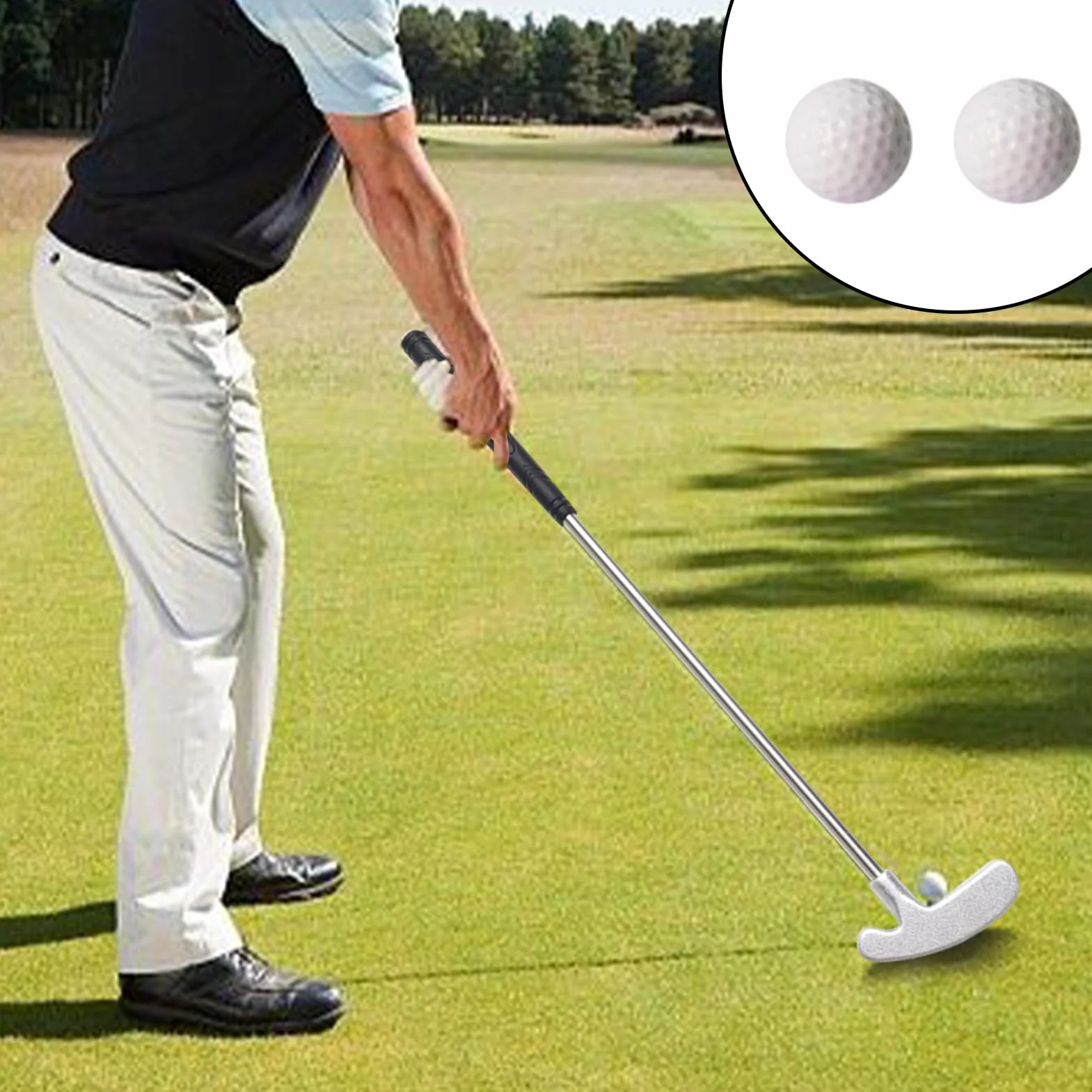 Putter Juego de palos de golf para niños y adultos, diestros/zurdos, interior y exterior, eje estable