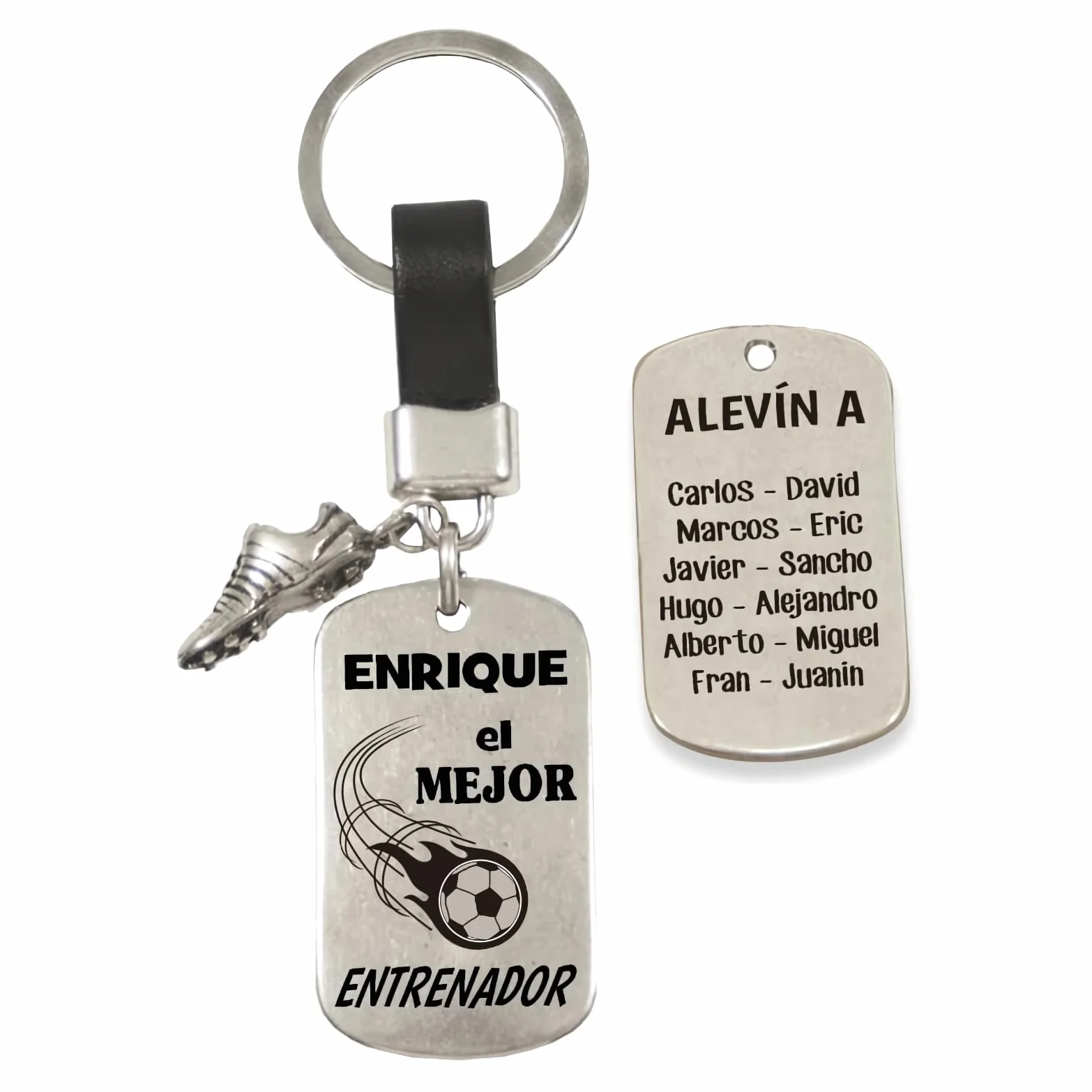 Llavero de cuero personalizado para entrenadores, regalo fin de temporada fútbol