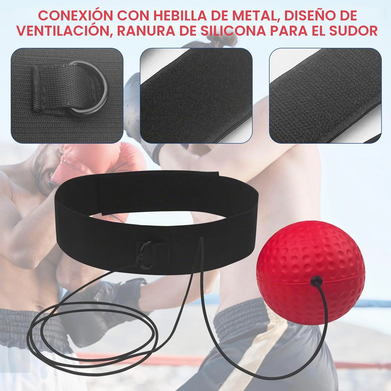 Rseuphiee Pelota Entrenamiento Reflejos Boxeo 2 Pelotas Reacción 1 Diadema Ajustable Coordinación Mano-Ojo
