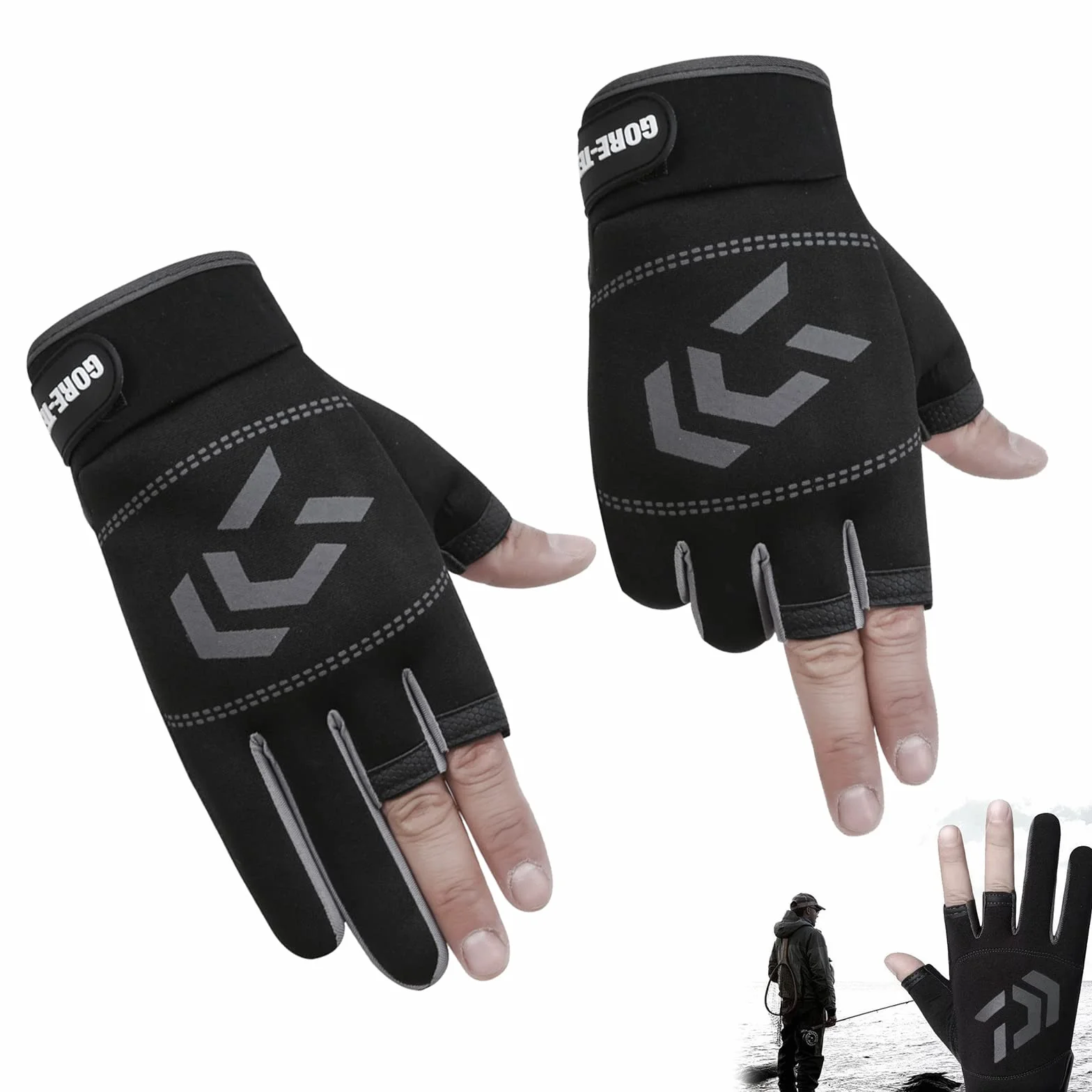 Guantes De Pesca Con Tres Dedos Antideslizantes De Verano Para Hombre Ajustable