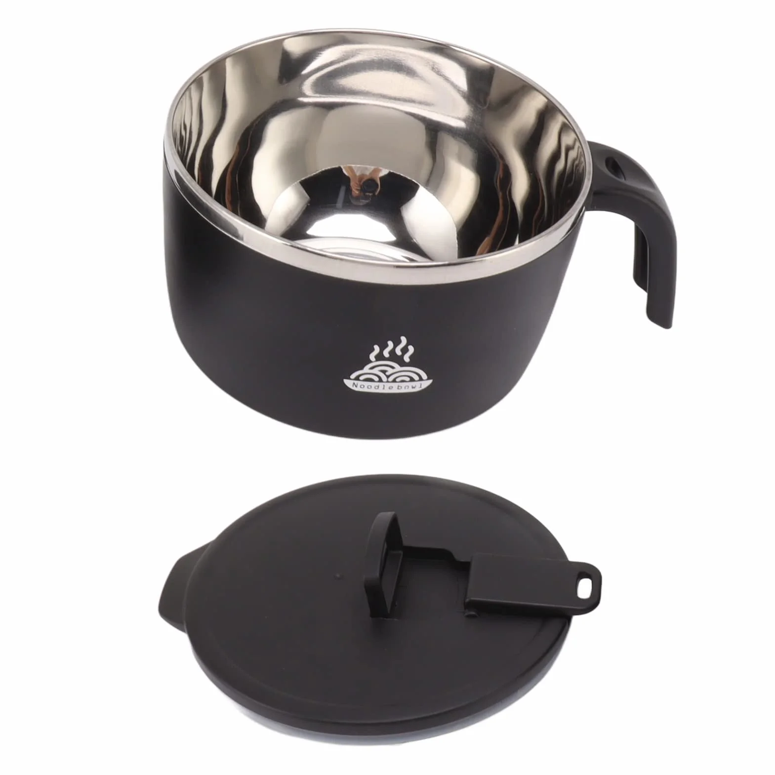 gernie Tazón de Fideos Instantáneos, Tazón de Ramen Instantáneo de Acero Inoxidable de 900 Ml con Tapa y Soporte para Teléfono Tazón de Sopa de Fideos Instantáneos, Cocina de Fideos