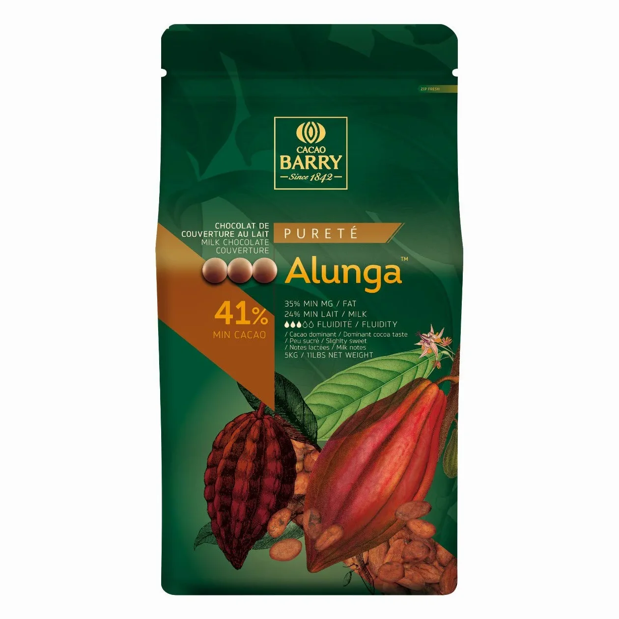 CACAO BARRY 41% Min Cacao Chocolate Alunga Pistolas 1 kg