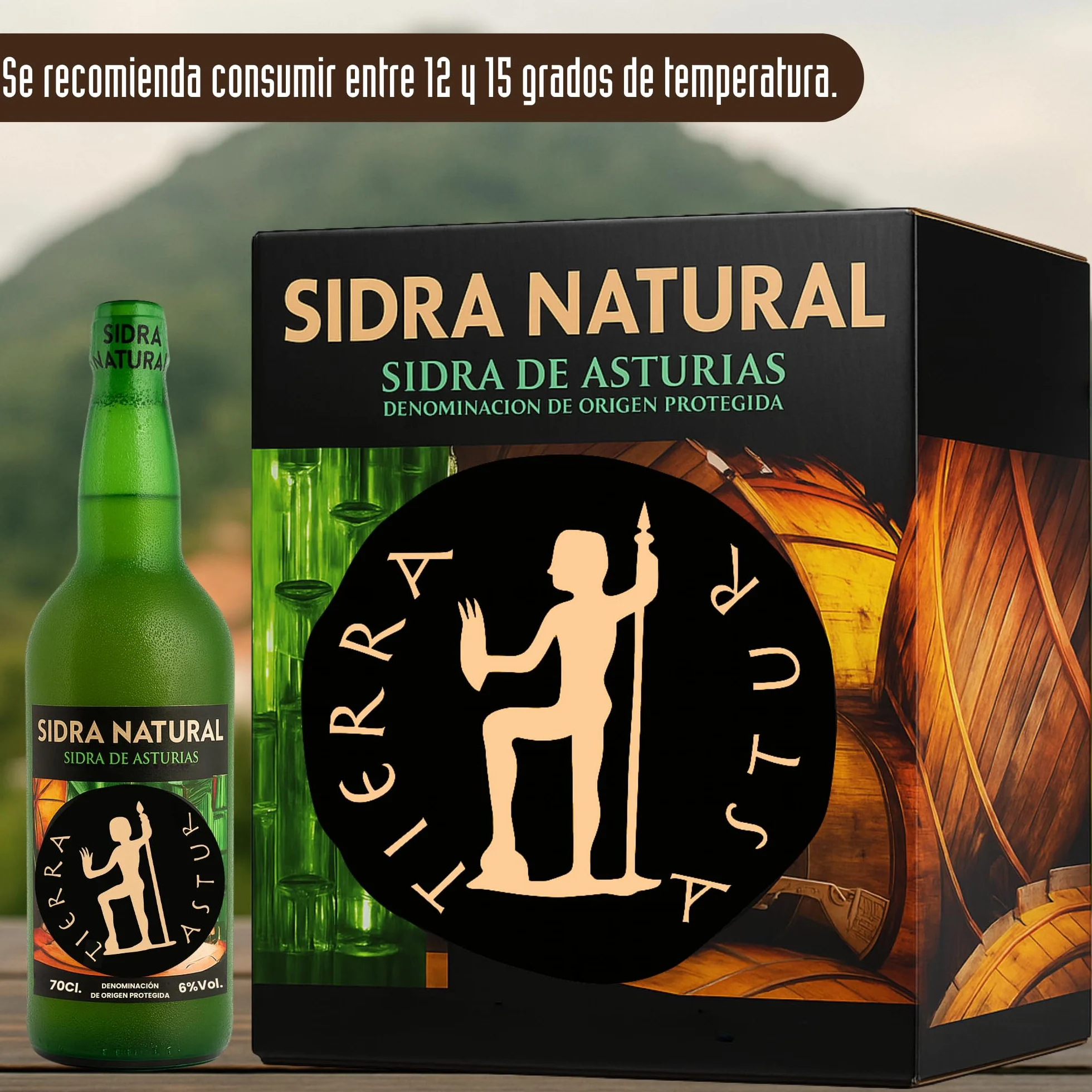 Sidra Asturiana DOP | Pack 6 Botellas 70 cl de Sidra Asturiana – 100% Manzana de Asturiana, 6% Vol