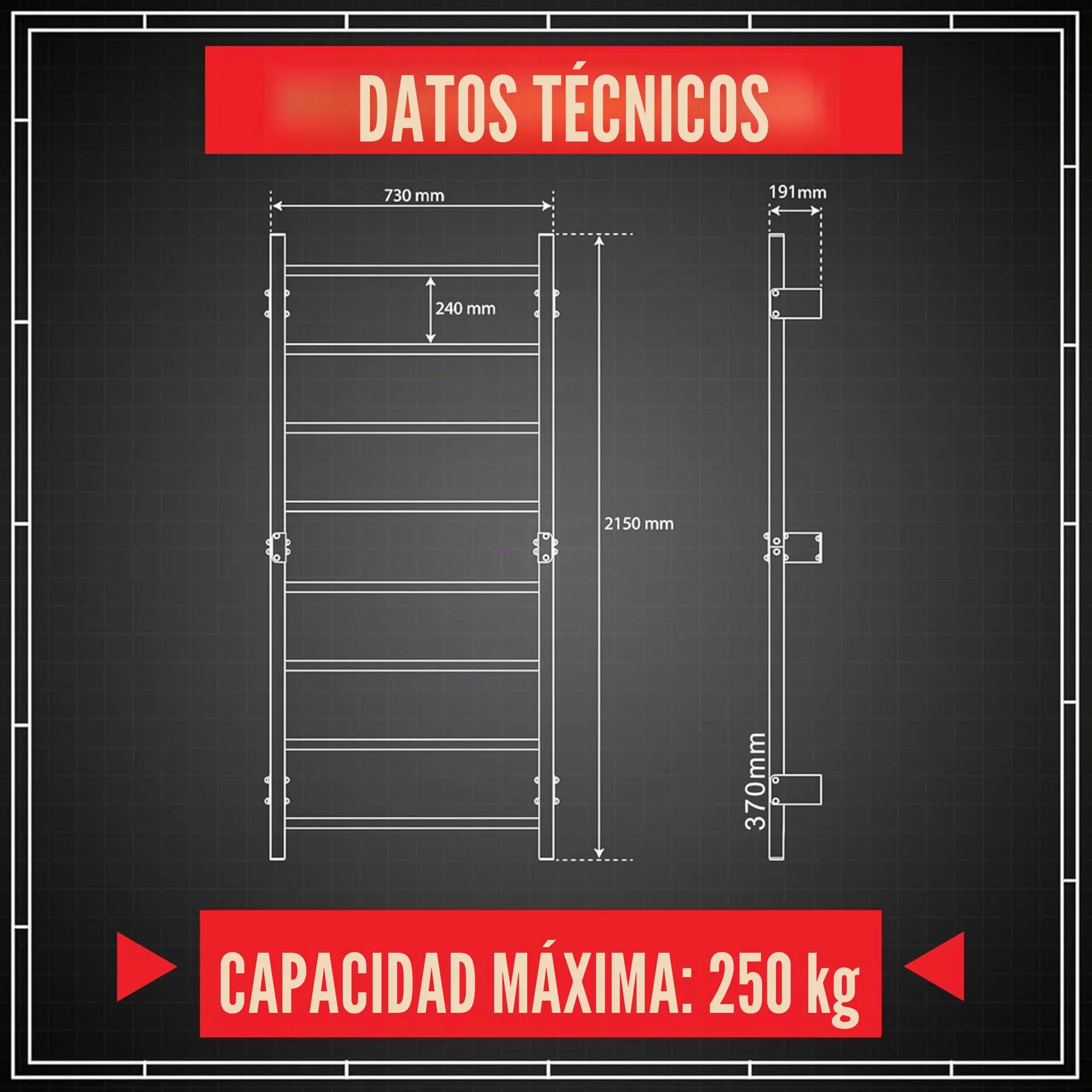 K-Sport Muro de escalada con 8 peldaños para montaje en pared, entrenamiento muscular en casa