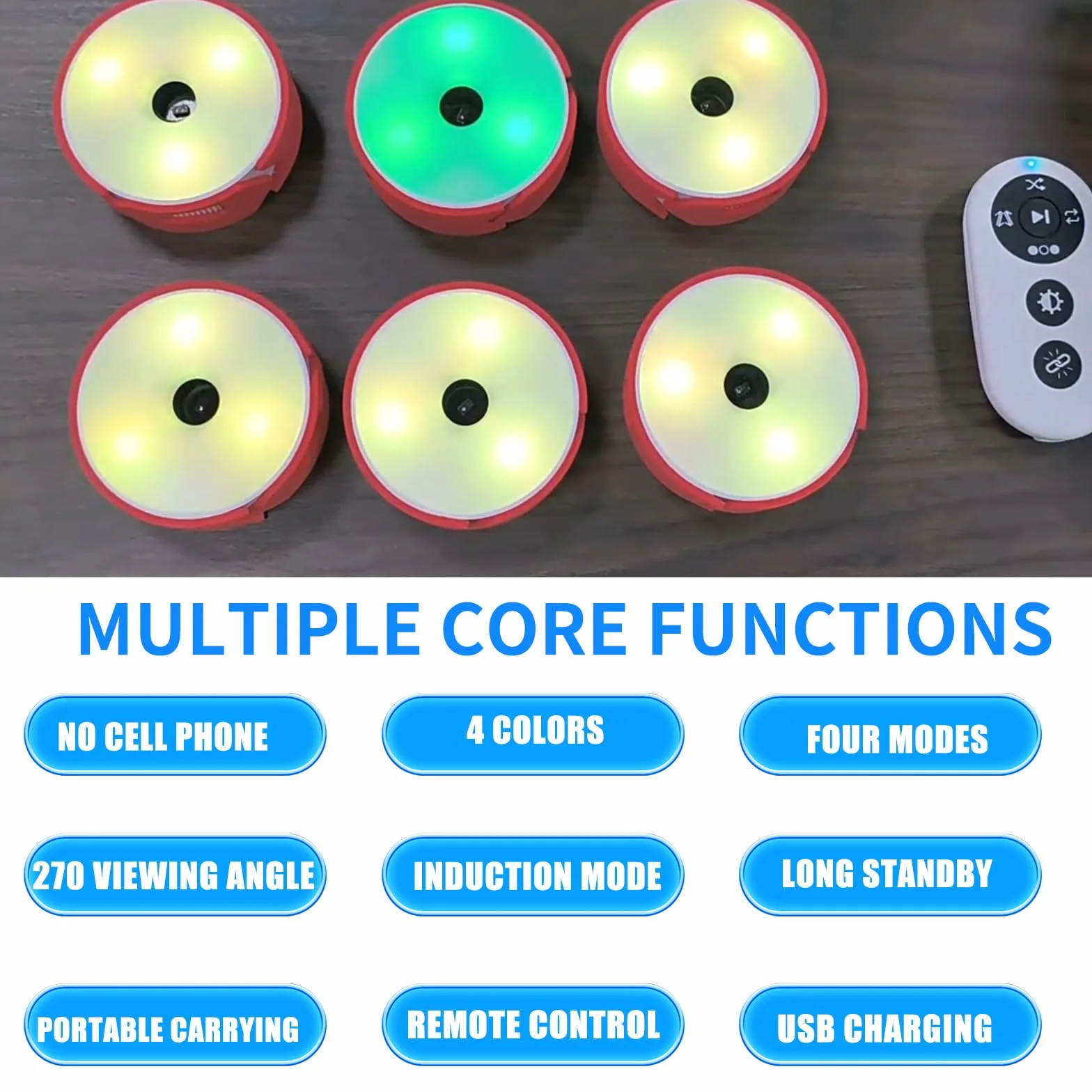 Juego de lámparas de entrenamiento de reacción ágil, 4 colores, 4 modos, control remoto, carga USB